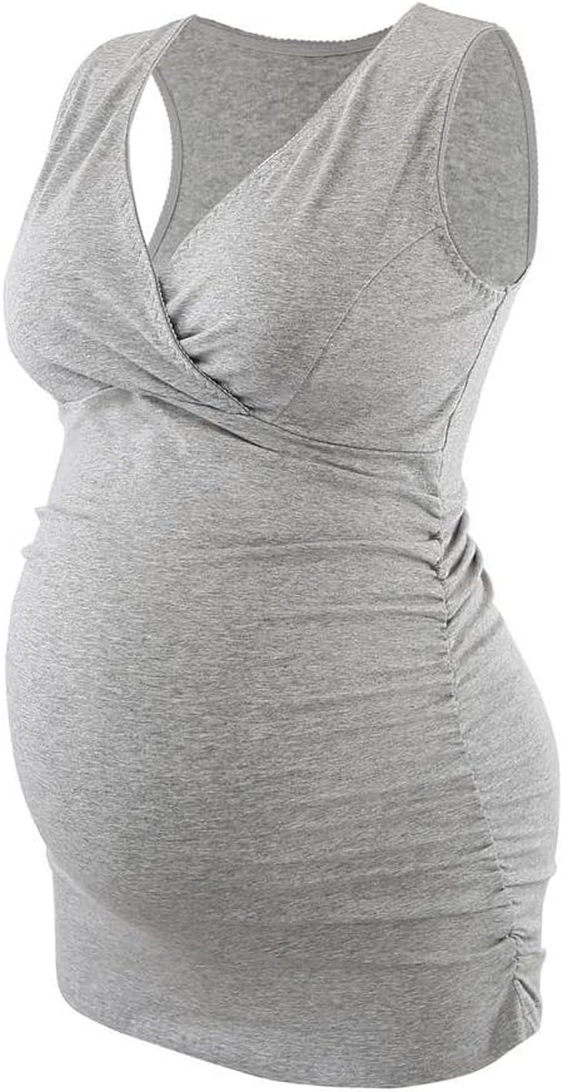 Women'S Cotton V Neck Tank Top/Bra for Maternity and Nursing image number 2