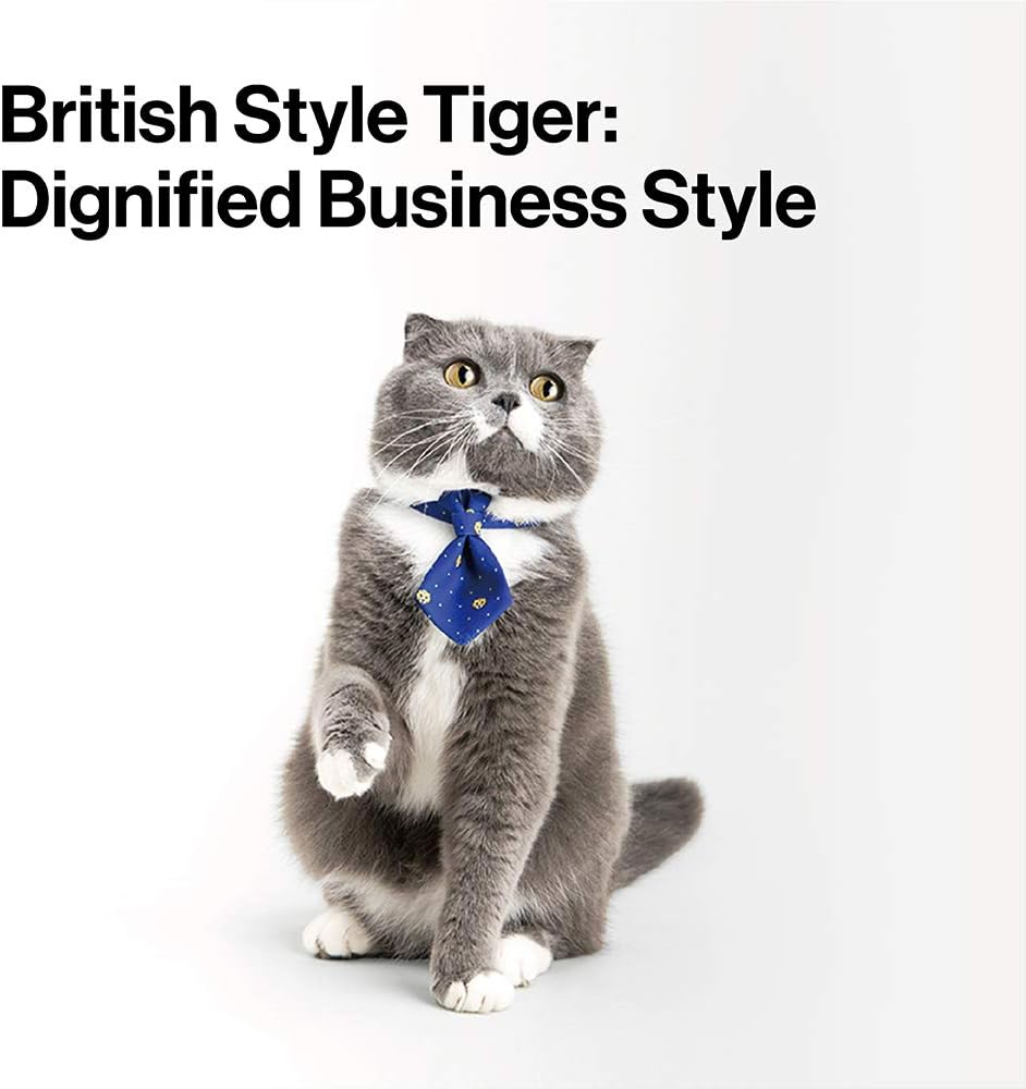 Pidan Cat Necktie Collar, Blue-British Style Tiger - Green-Fox In Woods image number 4