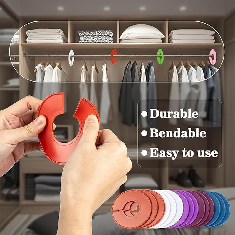 50Pcs Clothing Rack Size Dividers Blank round Hangers Closet Dividers Baby Closet Size Dividers Hanging Ring Label for Home Closet Cloth Store, Random Color image number 6