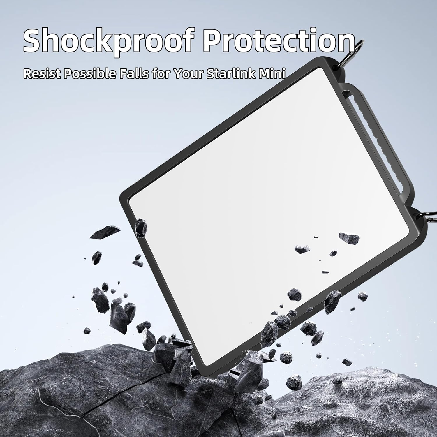 Starlink Mini Case Cover, Silicone Protector with Hook to Hang Starlink Mini on the Backpack for Non-Stop Signal Black - White image number 7