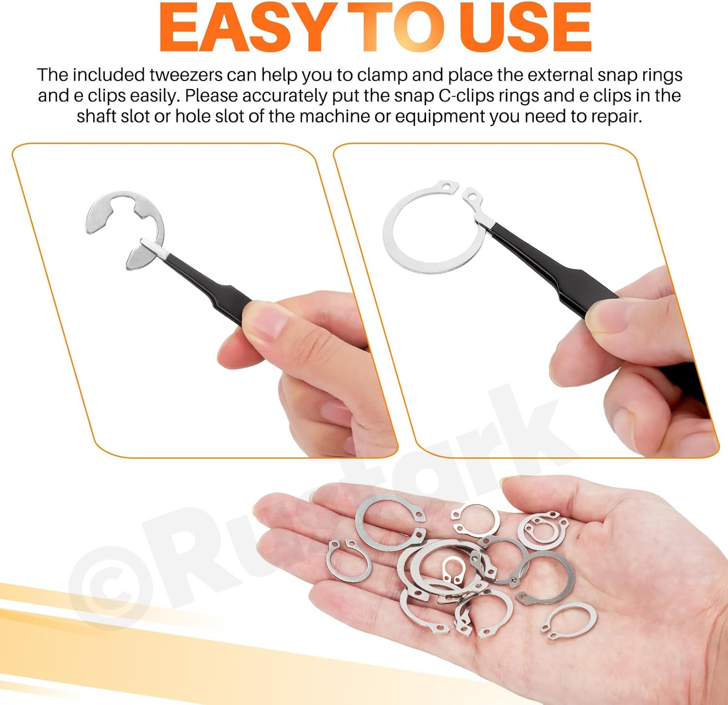 303Pcs 304 Stainless Steel M1.5-M10 E-Clip Circlip Retaining Rings Assortment Kit and M4-M28 C-Clip External Snap Rings Assortment Kit with Tweezers image number 3