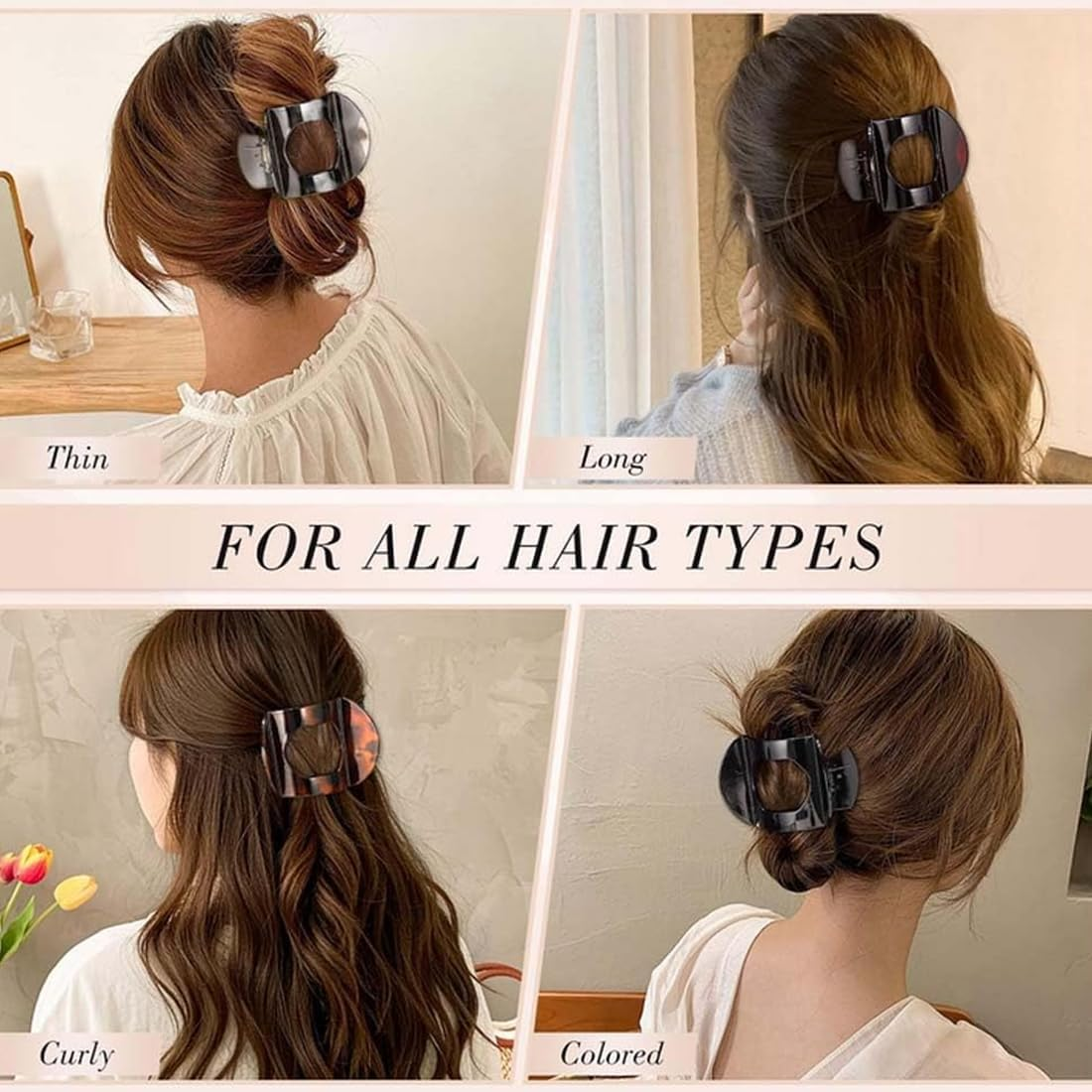 MUNZE Pack of 5 Hair Clips for Women, Flat Hair Clips, Women'S Thin Hair, Hair Clip, Curved Design, Flat Claw Clip for Thin Hair and Thick Hair, Lightweight, Non-Slip and Stylish. image number 4