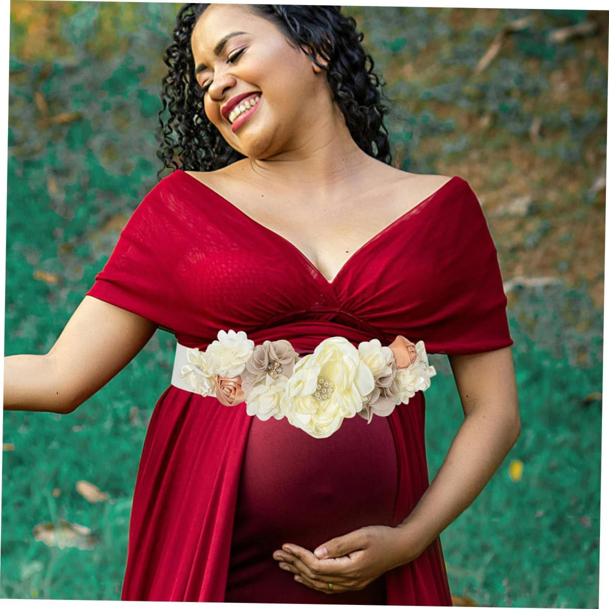 Hohopeti 2Pcs Maternity Belt Floral Mommy Sash Belly Band Pregnancy Photo Prop Keepsake Shower for Expecting Mothers image number 4