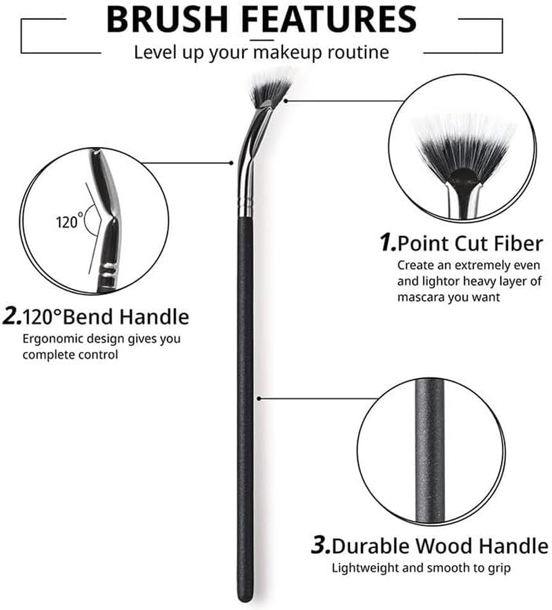 Eyelash Comb and Mascara Brush for Lashes, 2Pcs Lash Fan Brush Folding Angle Scalloped Lash Brush, Eyebrow Brush, Angled Fan Shaped Eyelash Brush image number 2