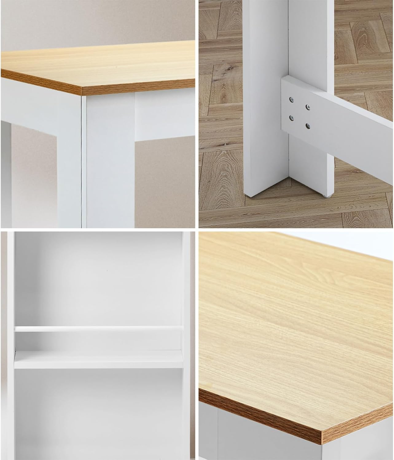 Oikiture Dining Table Wooden Bar Table with Storage 102 X 50 X 103.5Cm image number 2