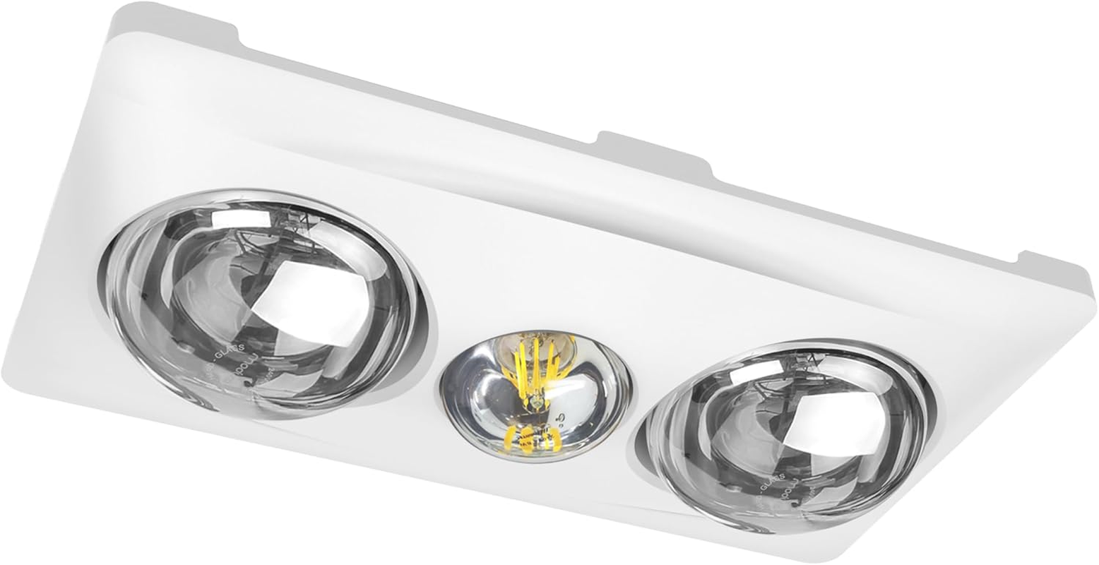Modura Bathlux2 Bathroom 3 in 1 Unit Heater Fan Exhaust Light Infrared 2X275W Instant Heat (White) - Silver image number 3