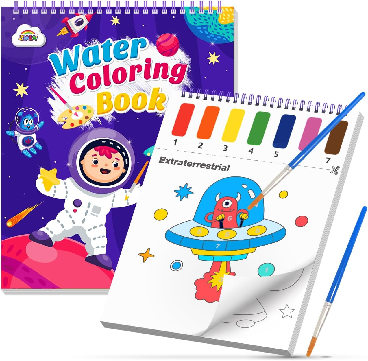 ZMLM Paint with Water Coloring Books for Toddlers - Mess Free Painting Activity for Kids - Arts & Crafts Gift Toy for Boy Girl Ages 4 5 6 7 8 - Birthday Christmas Easter Stocking Stuffers, Space
