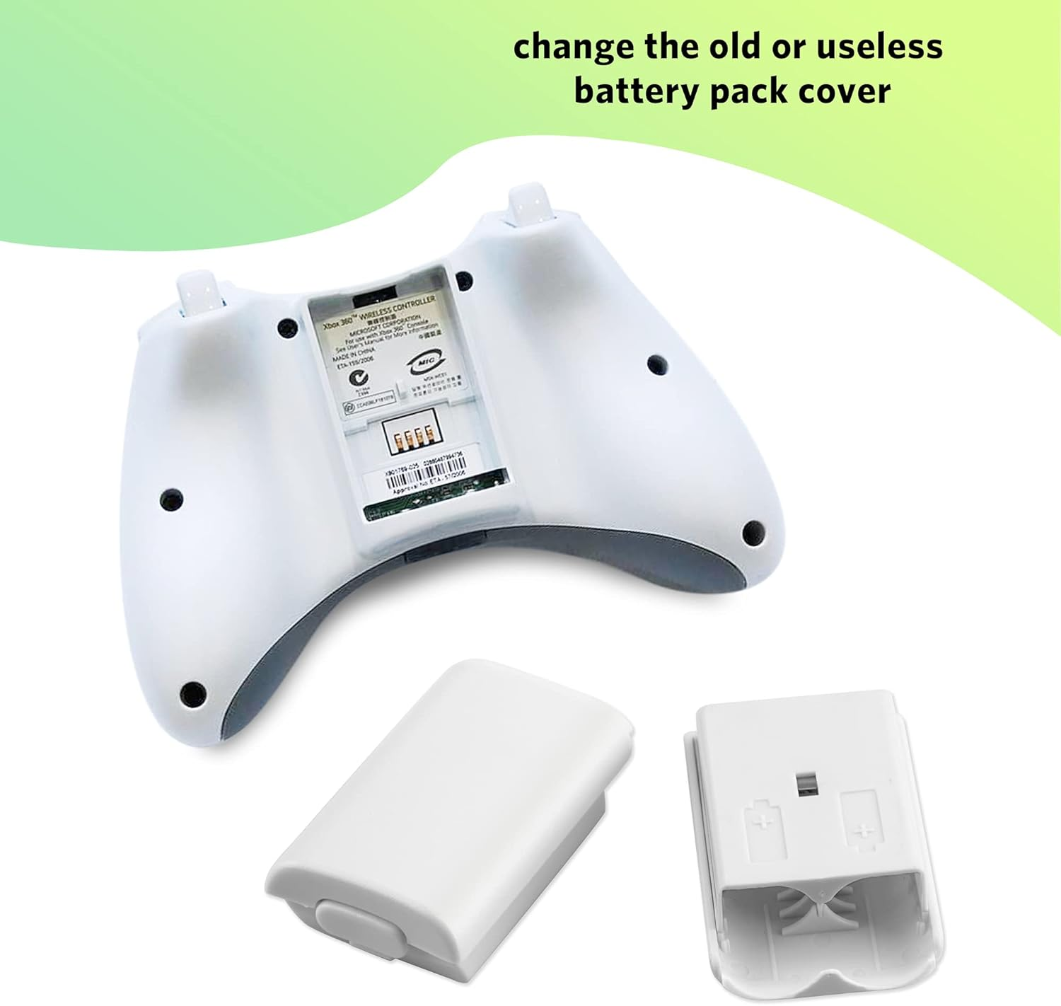 Battery Pack Cover for Xbox 360, Replacement Battery Pack Cover Shell Repair Part Compatible with Xbox 360 Wireless Controller(4 Pack, Black, White) image number 3