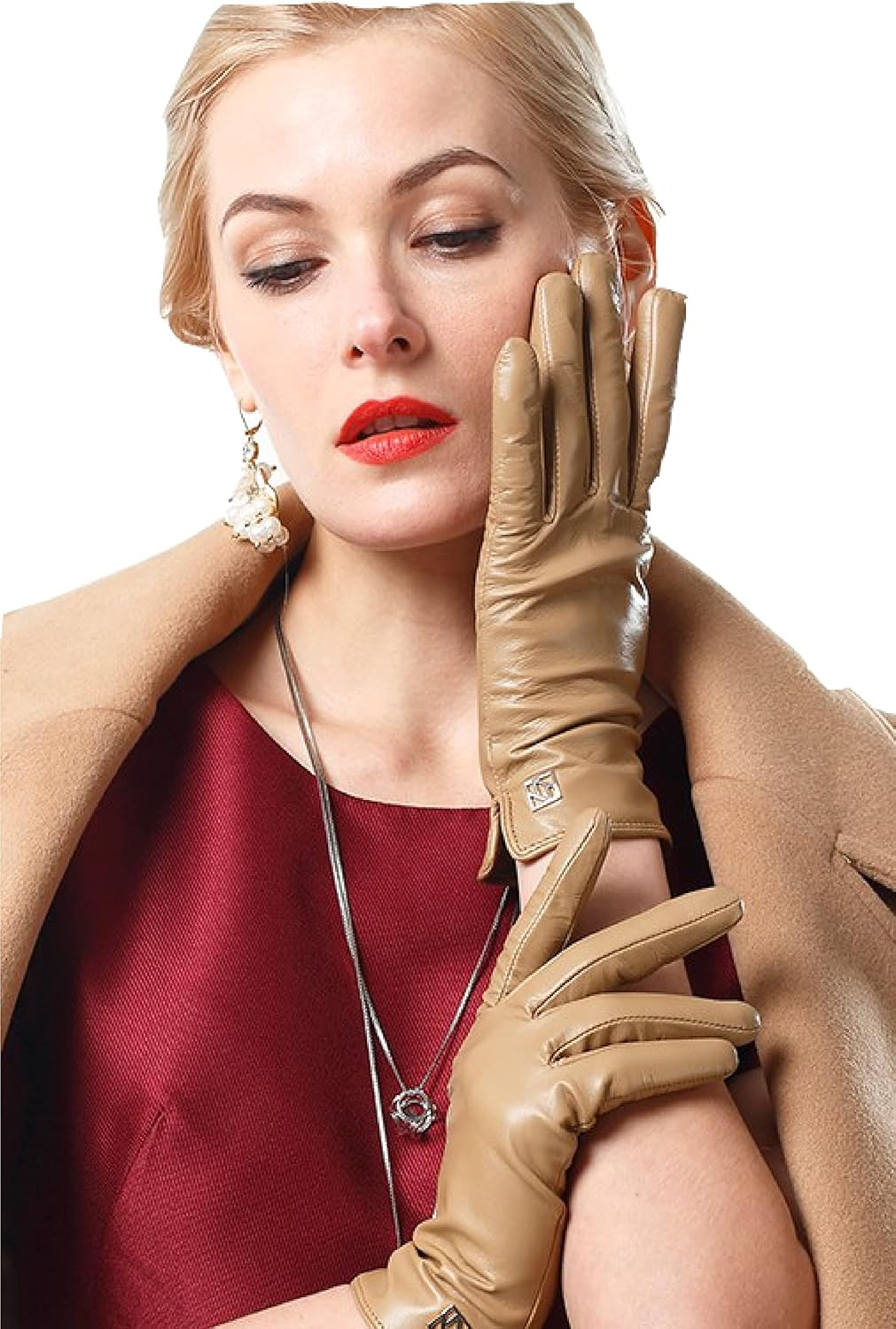 Nappanovum Women'S Italian Leather Gloves Lambskin Winter Comfort Gloves (Touchscreen or Non-Touchscreen) image number 6