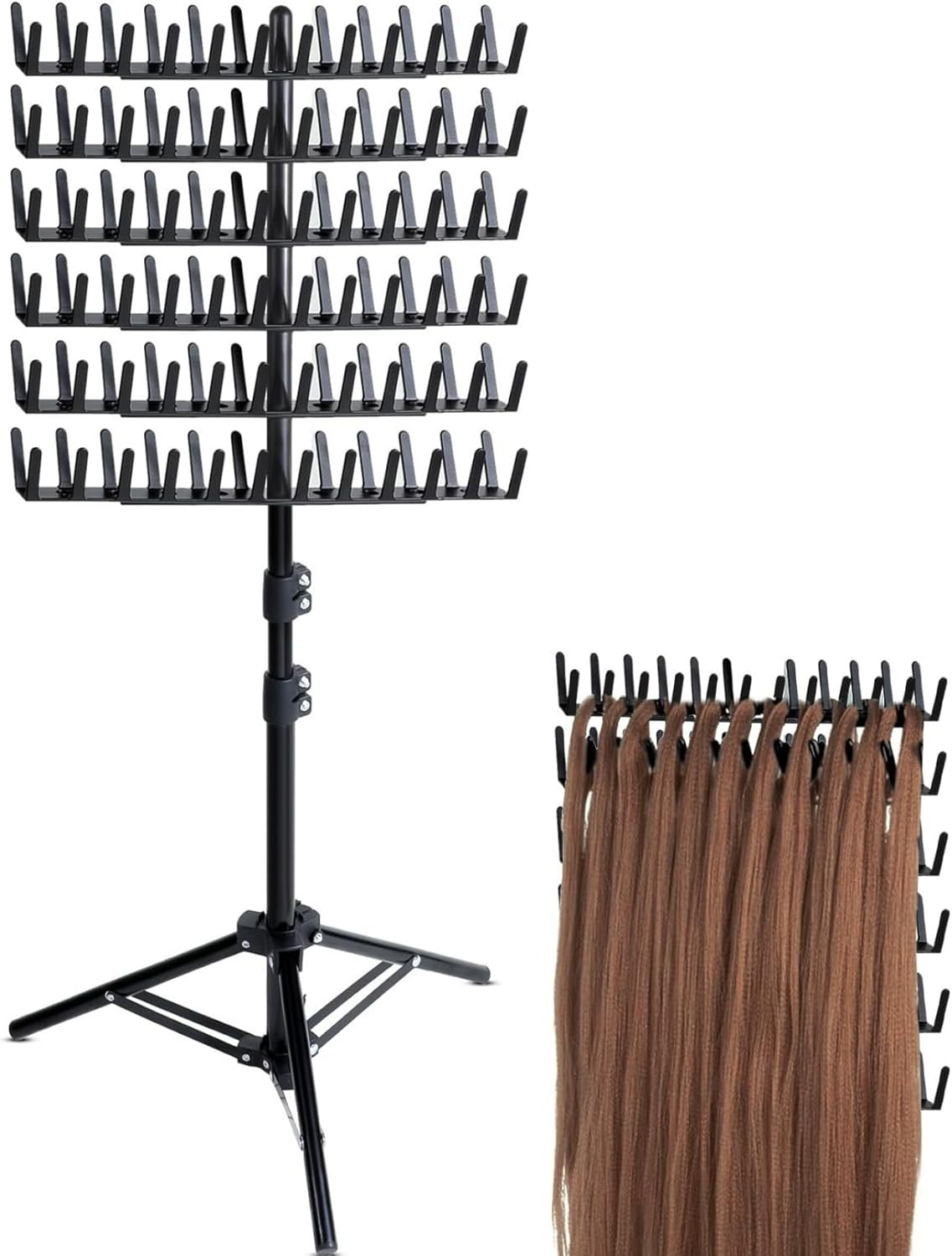 Braiding Hair Rack Height Braiding Rack 144 Pegs Braiding Rack 2-Side Hair Divider Rack for Braiding Hair Separator Stand Stylist Display Stand image number 1