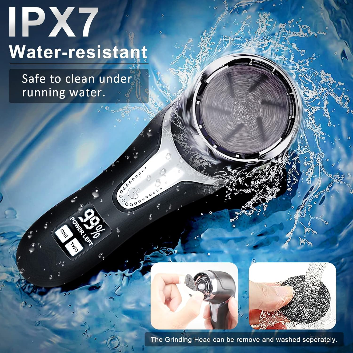 Electric Callus Remover for Feet with Vacuum, Professional Pedicure Tools Kit, Rechargeable Waterproof Foot File for Foot Care Deadskin Remover with 3Heads&2Speed,Lcd Display image number 5