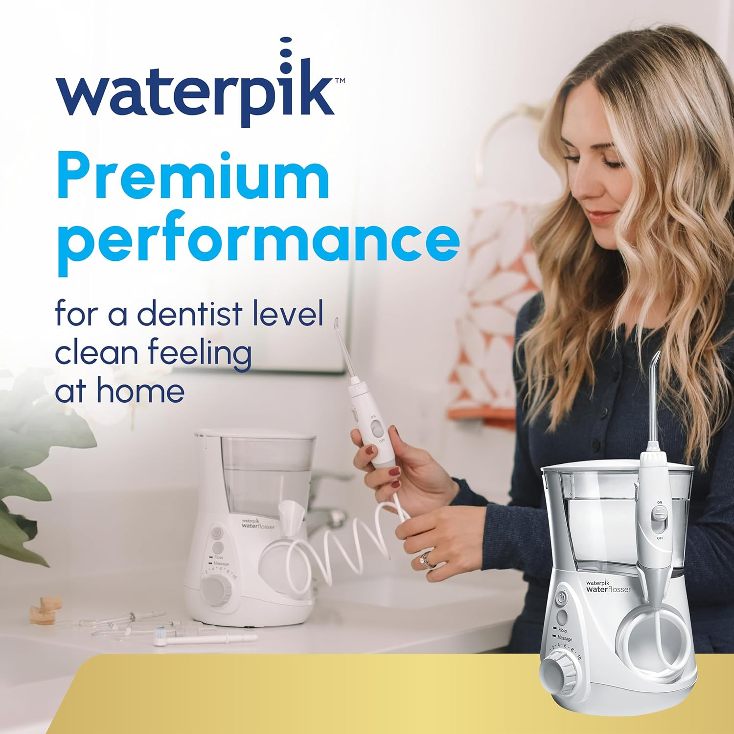 Waterpik Ultra Professional Water Flosser - Dentist-Level Clean, 10 Pressure Settings, Hydro-Pulse Massage, 90S Water Capacity, Ideal for Braces, Implants & Gum Health, 2-Yr Warranty, White (WP-660) image number 4