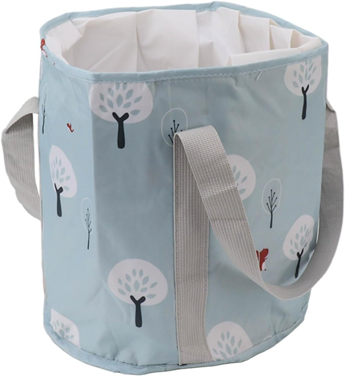Collapsible Water Bucket, Lightweight Large Capacity Portable Foot Bath Bucket Ergonomic Handle for Travel (Blue Small Tree) image number 2