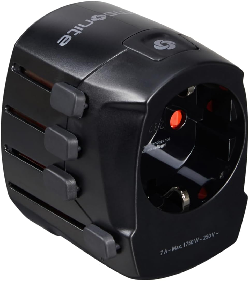 Samsonite Travel Accessories - World Adaptor Pro 3-P+USB, Black, Black (Black), Travel Bottles & Containers