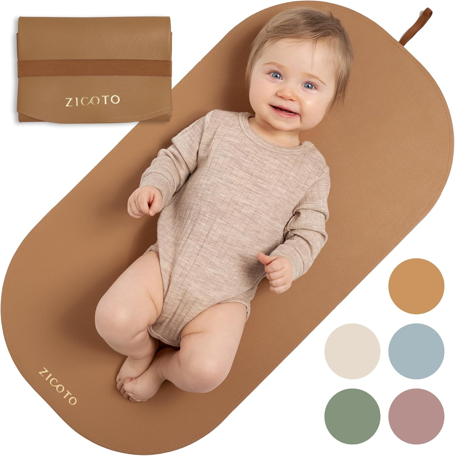 Stylish Vegan Leather Changing Pad for Your Baby - Soft and Easy to Wipe Clean Changing Mat for On-The-Go or at Home Use - Lightweight and Foldable Mat That Perfectly Fits into Any Diaper Bag