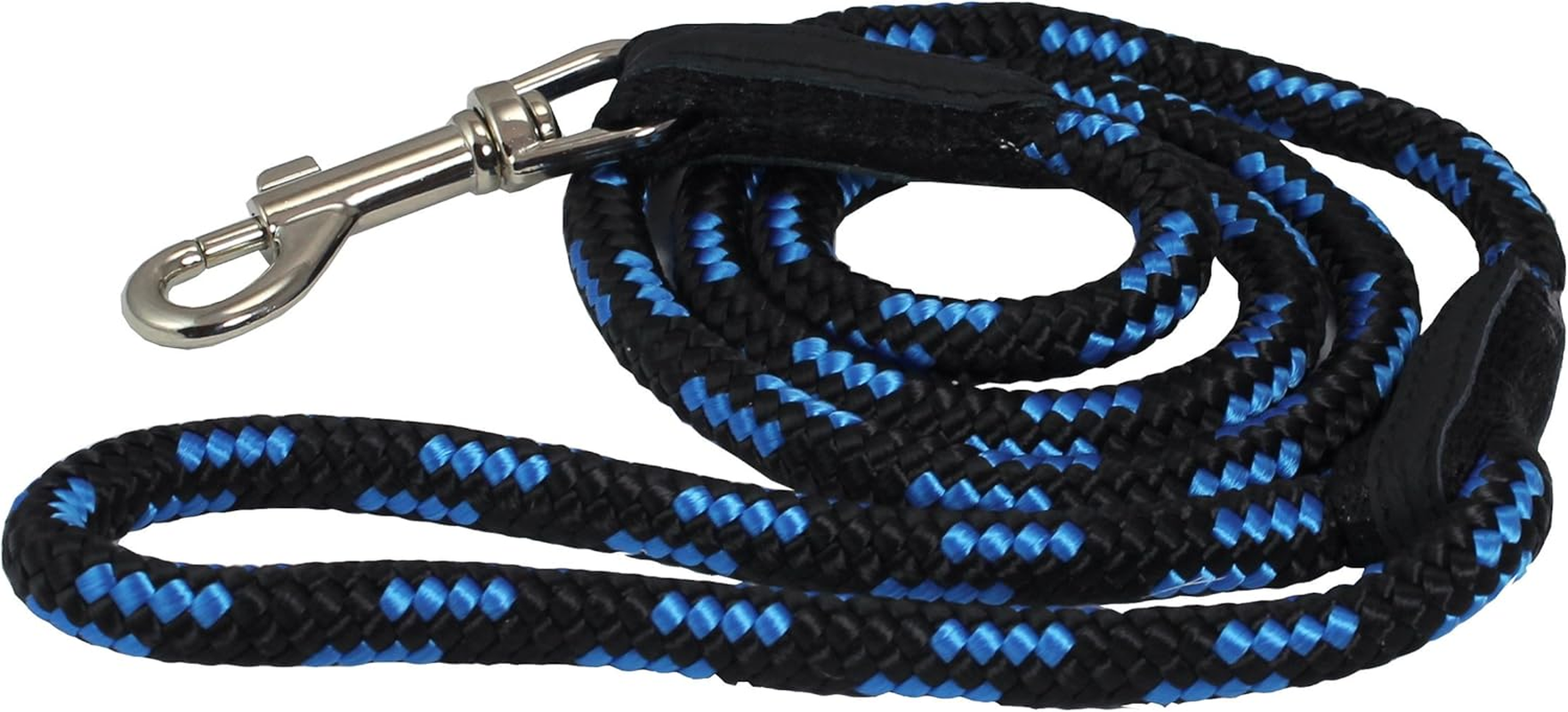 Dogs My Love 6Ft Long Braided Rope Dog Leash Blue with Black 6 Sizes (Medium: 6Ft Long; 3/8" Diam (10Mm))