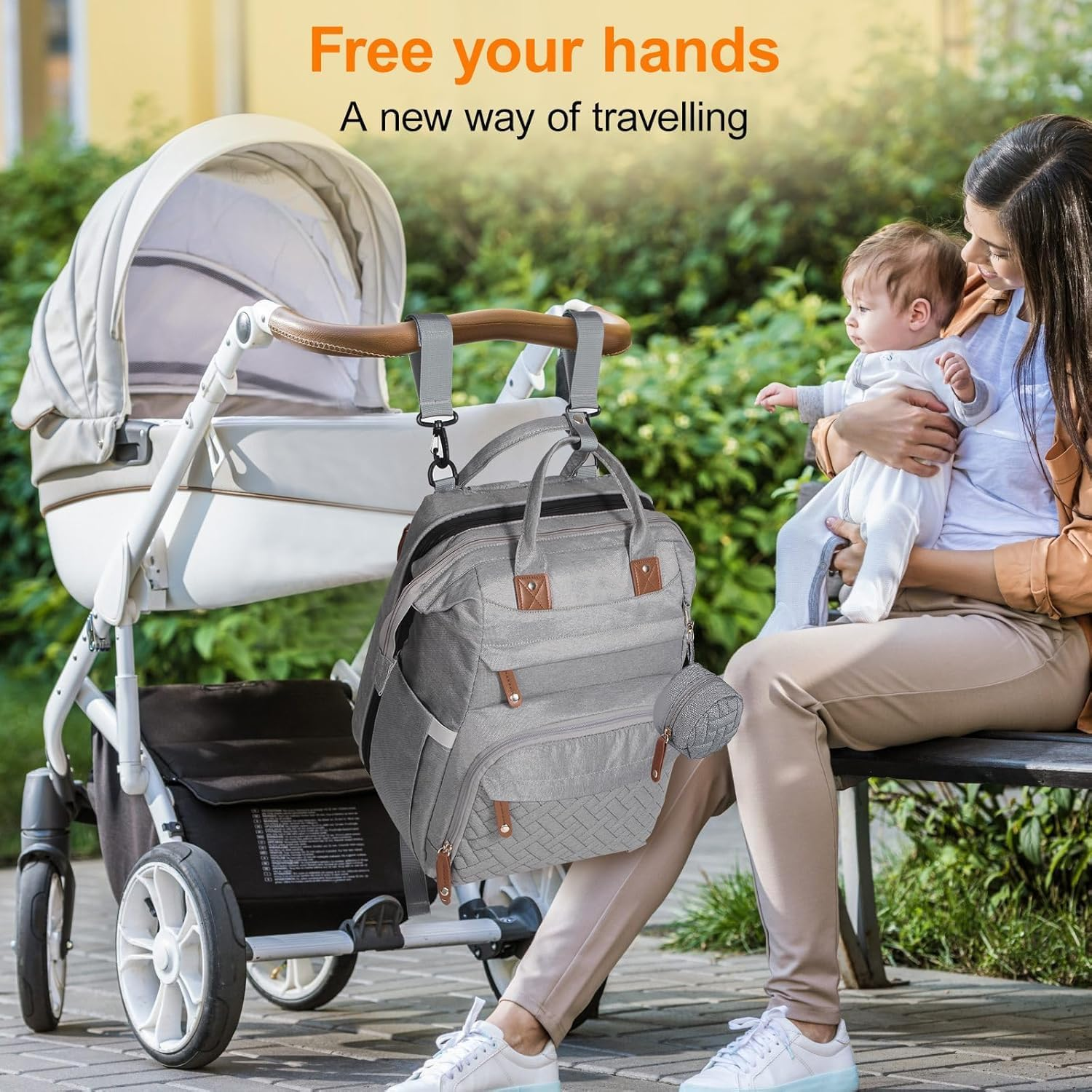 Nappy Bag Backpack, Large Waterproof Baby Nappy Bag for Mum & Dad, Travel Baby Backpack with USB Charging Port, Newborn Essentials Baby Bag, Stylish Diaper Bag for Everyday Use image number 4