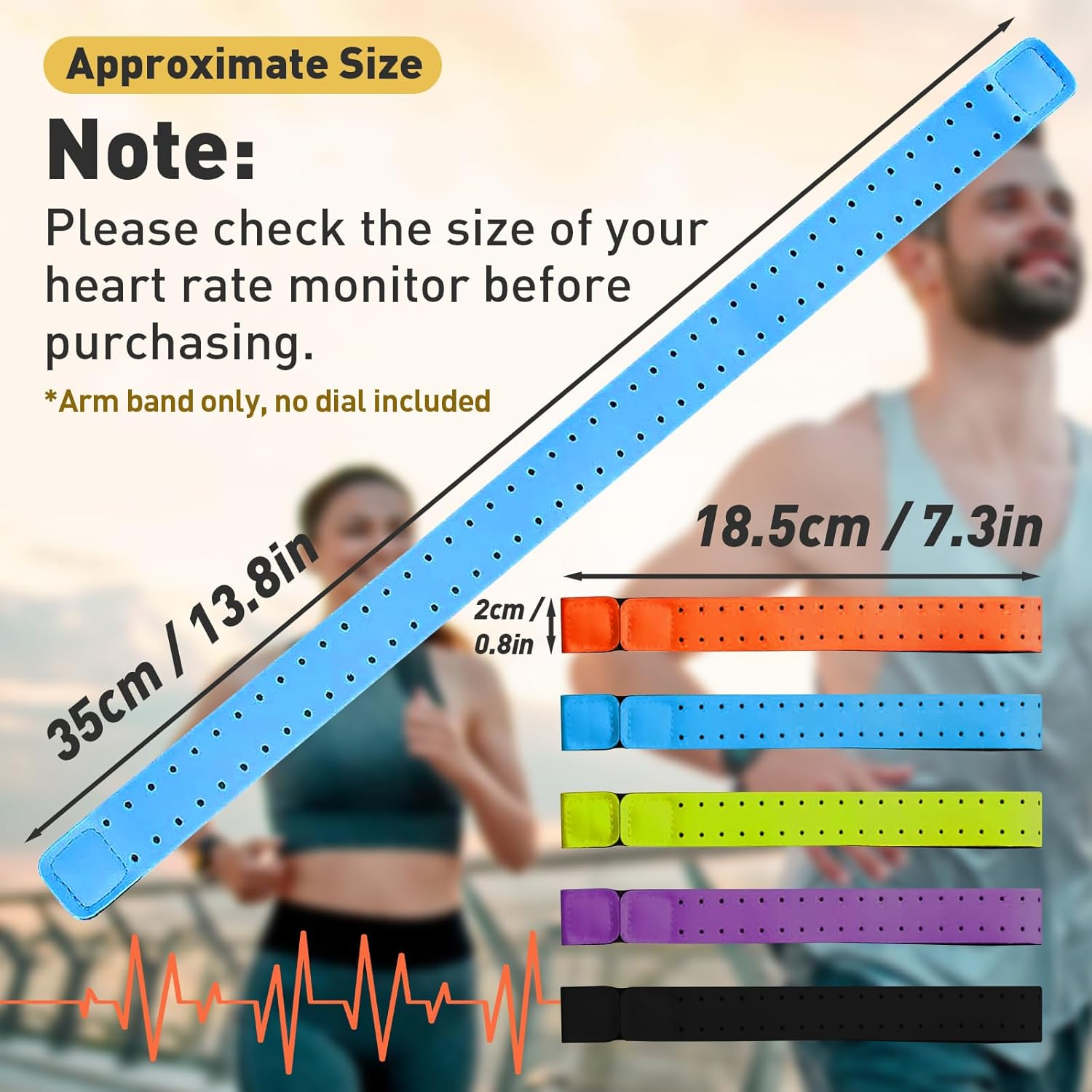 5Pcs Replacement Heart Rate Monitor Bands, 0.8X13.8In 5 Colors Soft Heart Rate Strap Adjustable Armband Strap Heart Rate Monitor Band for OTF Beat Heart Rate Sensor,And for Theory Fitness image number 6