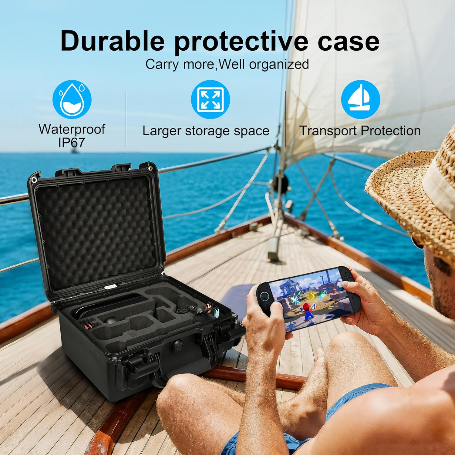 Lekufee Waterproof Hard Carrying Case Compatible with Nintendo Switch 2, Dock, Switch 2 Pro Controller, Switch 2 Camera, Game Cartridges(8 Pcs), and More Accessories(Bag & Case ONLY) image number 2