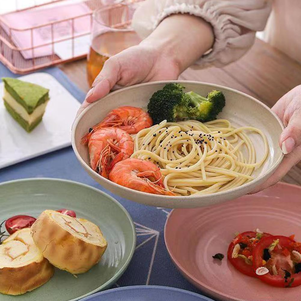 8 Pieces Plates, 23Cm/9 Inch Wheat Stalk Dinner Plates, Wheat Straw Plates, Reusable Plastic Plates for Salad, Fruits,Cake, Snacks - Safe, BPA Free Health image number 2