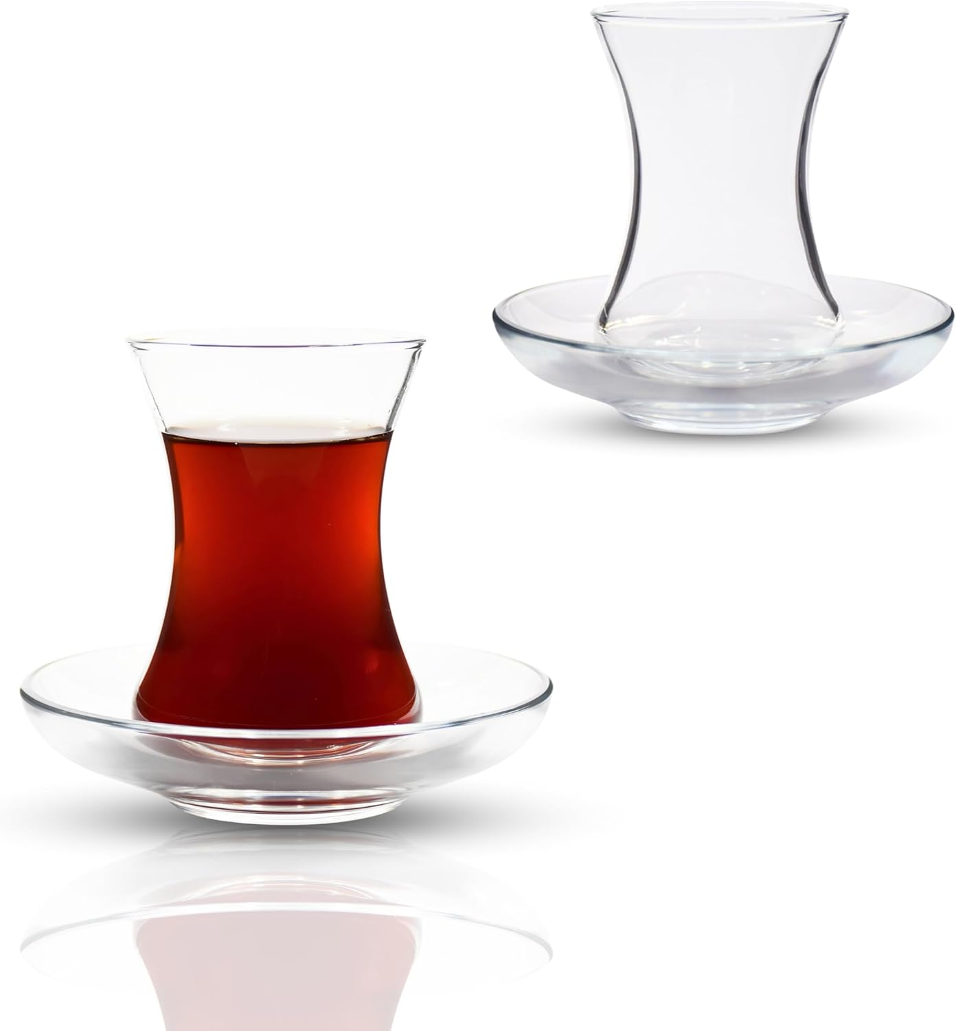 Ums Turkish Tea Glass Set - Slim Waist Design and Thick Sole Prevent Tea from Getting Cold, Easy to Keep for 6 People, 6 Saucers, 6 Glasses, Useful Tea Set (12 Pieces) image number 5