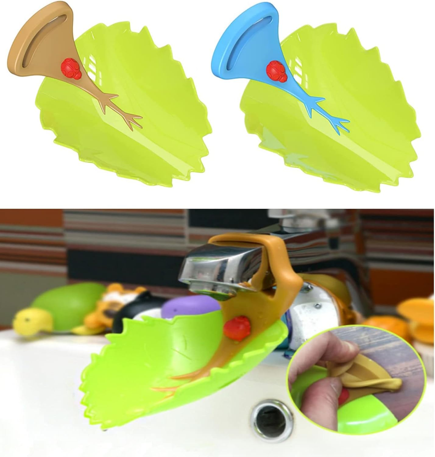 Faucet Extender for Kids, EVSOFMLF 3Pcs Faucet Cover Cartoon Faucet Extender Sink Hand Extender Washing for Children, Toddler, Baby Fun and Safe (Blue Dolphi, Yellow Duck, Pink Elephant)