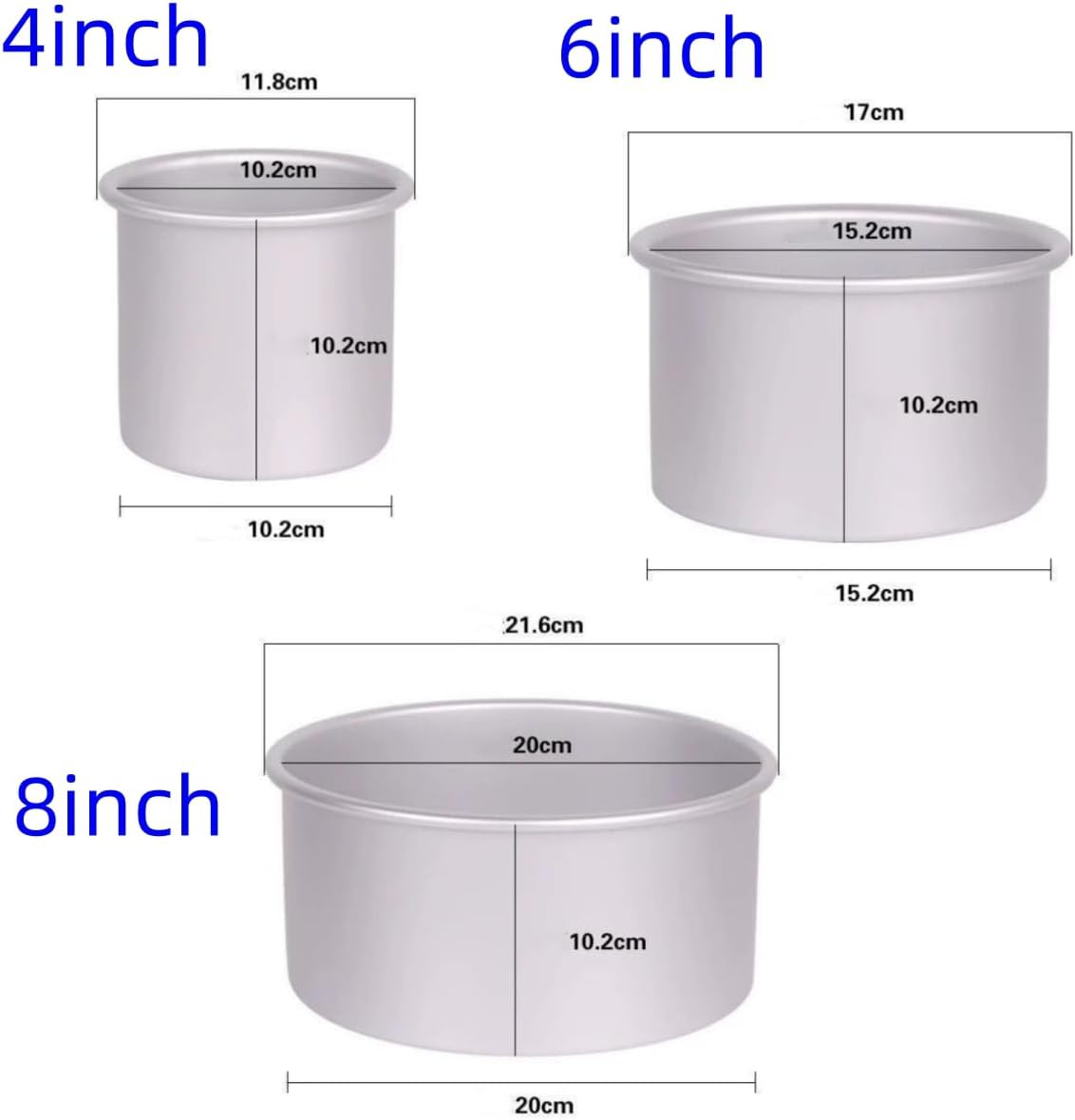 Aluminum round Cake Pan,Deep round Baking Pan,Cake Pan with Removable Loose Bottom (8X4Inch) image number 6