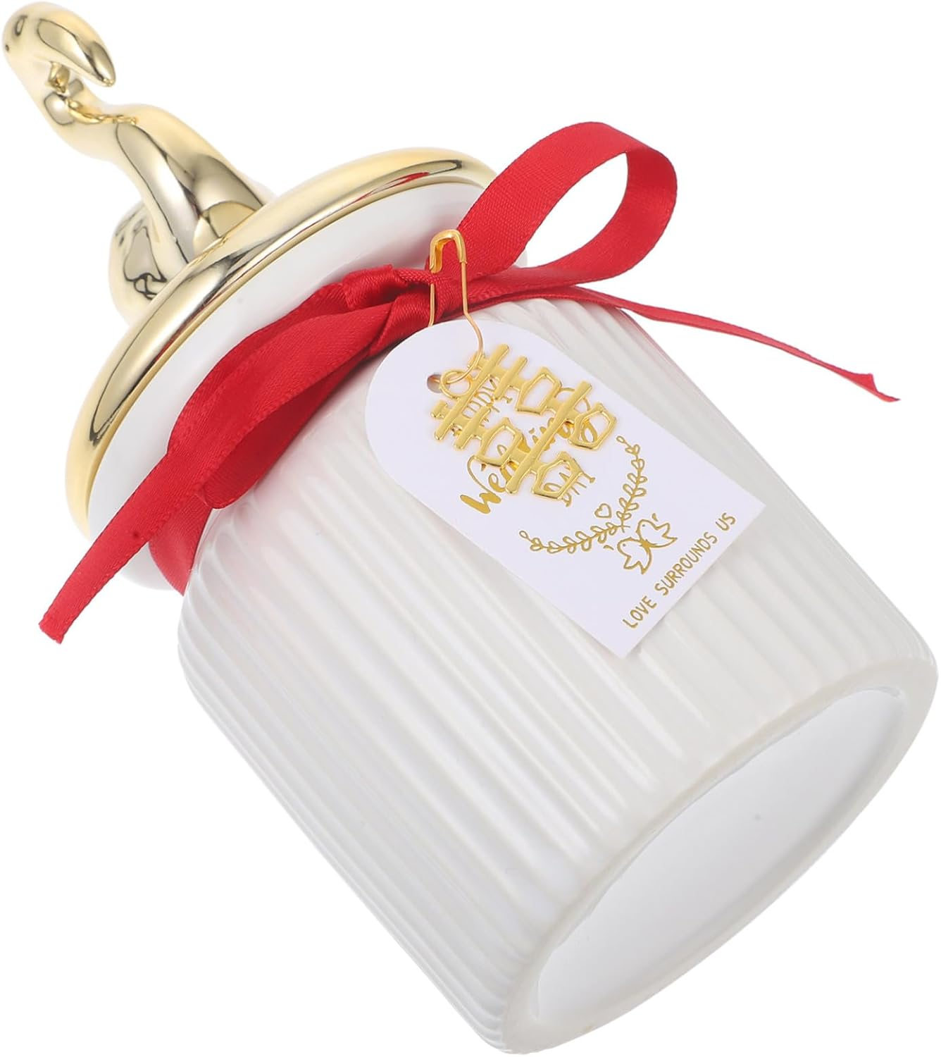 SHOWERORO Ceramic Tea Storage Jar Lid Elegant Canister for Loose Leaf Tea Sugar and Candy Pot Flamingo Design for Home Kitchen Counter