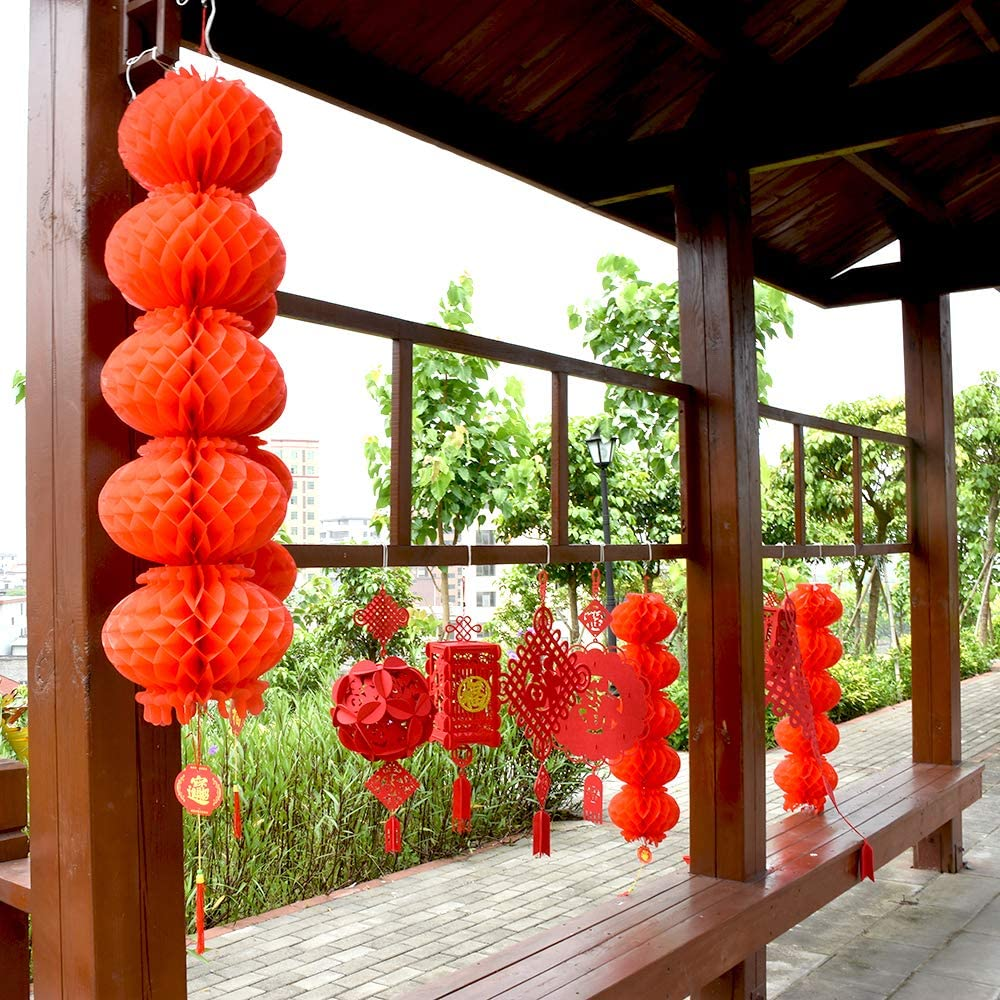 39 Inch 4 Strings 20 PCS Chinese Style Red Lantern String Lanterns Decoration for Chinese New Year Spring Festival Mid-Autumn Festival Christmas Patio Garden Parties Decoration, X-Large image number 6