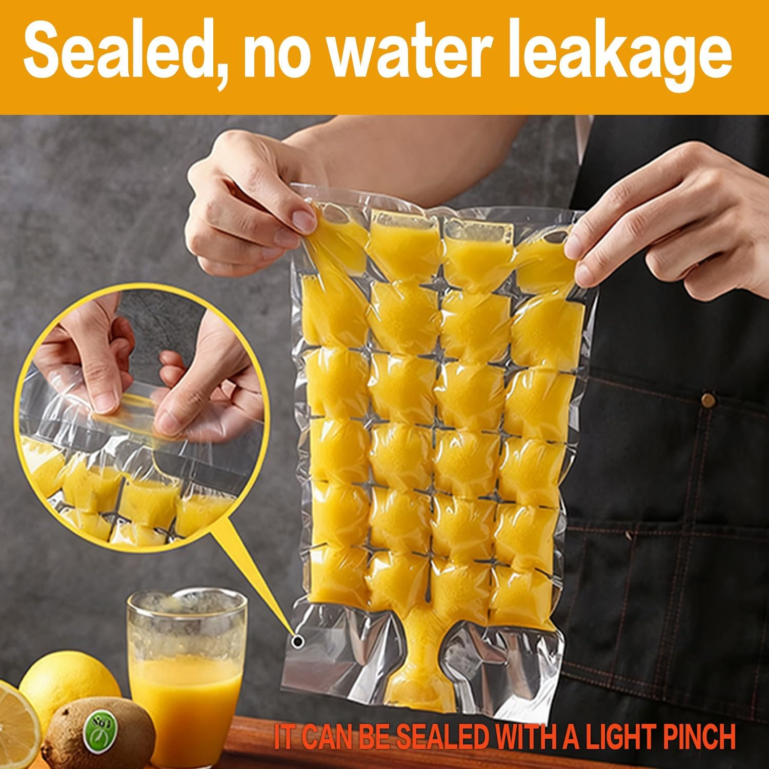 Disposable Ice Cube Bags 50Pcs - 1200 Self-Sealing Ice Cube Trays with 1 Funnel, Bpa-Free PE Material Ice Cubes for Freezer Cocktail Wine Food Party, Leak-Proof & Space-Saving image number 4