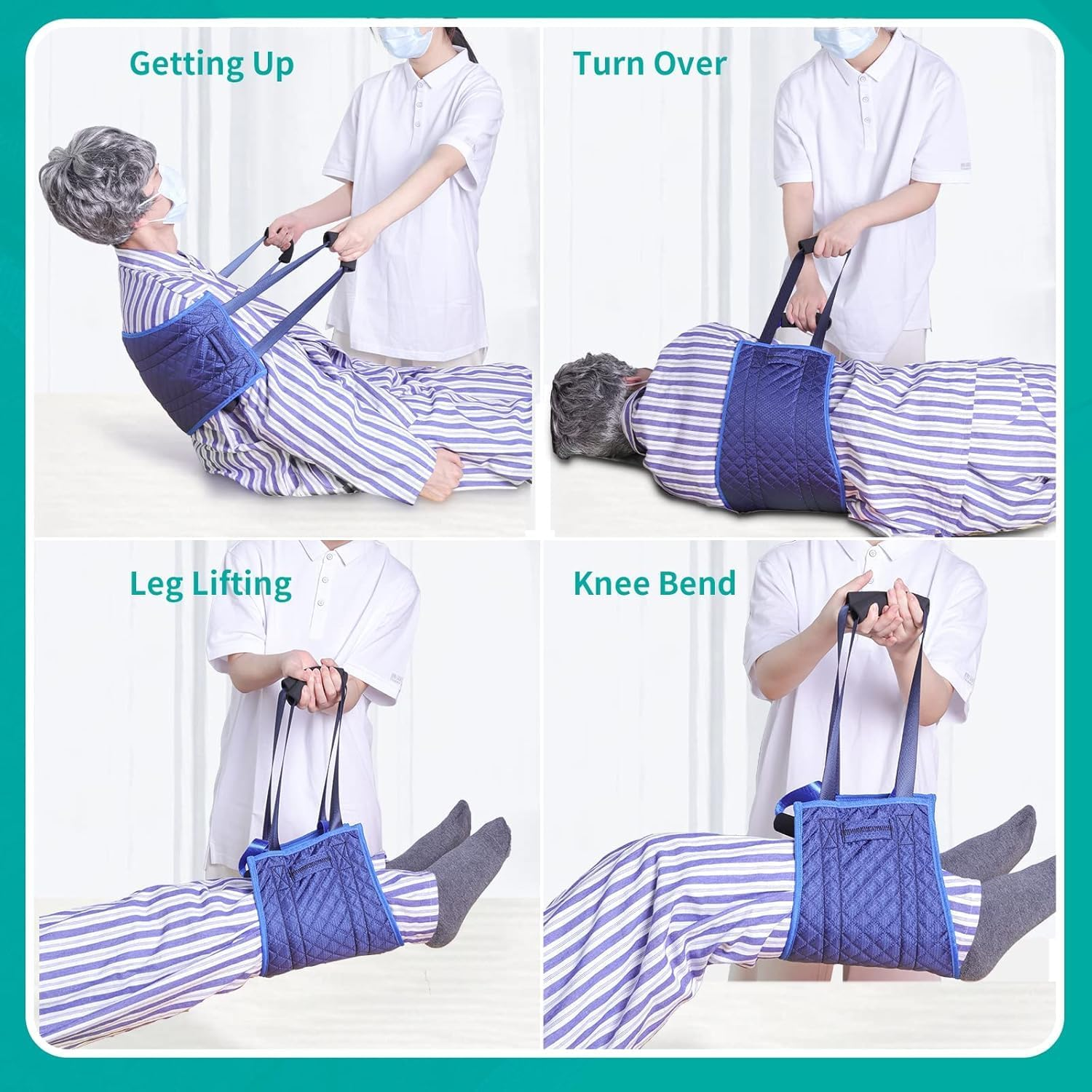 Transfer Nursing Sling for Patient,Elderly Safety Lifting Aids,Nursing Transfer Sling,Handle Back Lift Mobility Belt for Patient Care，Non-Slip Gait Belt with Padded Handles，31.7 * 125.8Cm image number 2