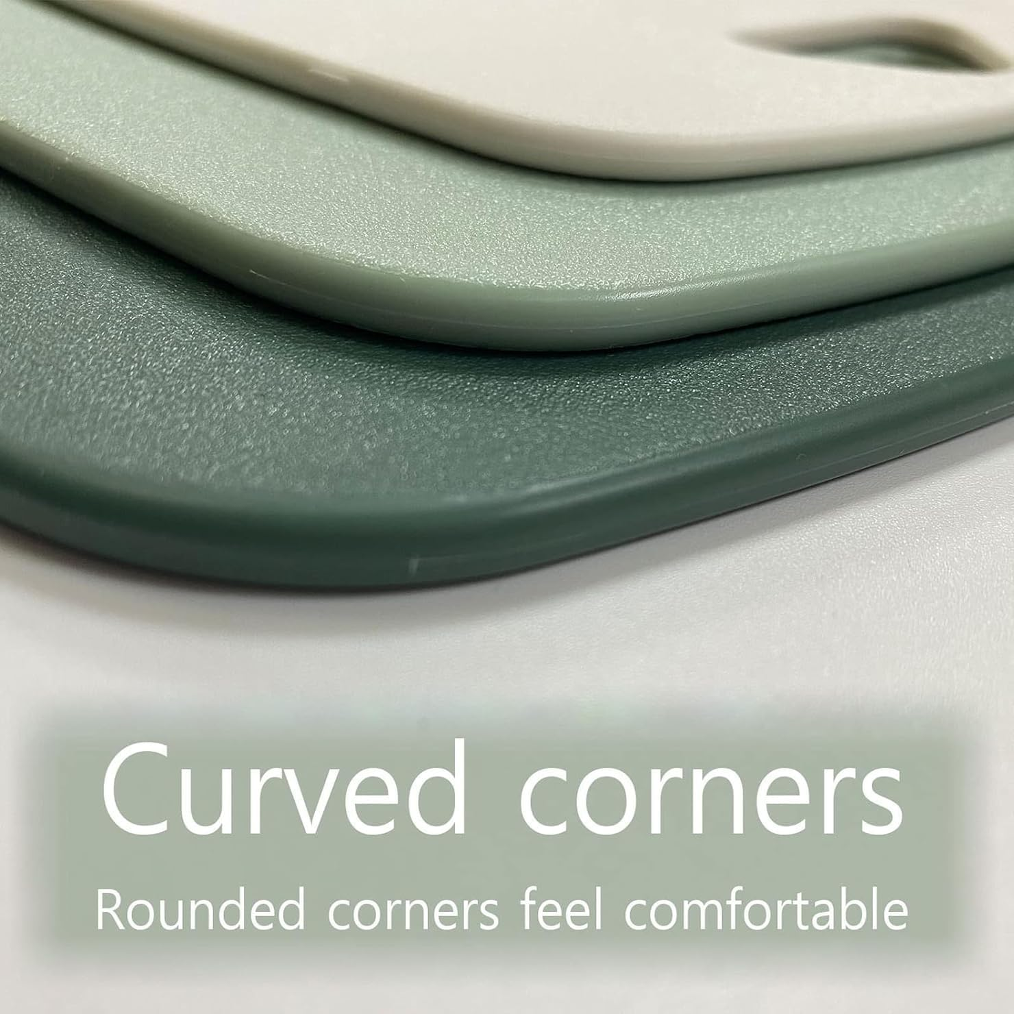 Plastic Cutting Board Set of 3, Multipurpose Chopping Boards Set BPA Free for Kitchen Meat Veggies Fruits Camping Travel, Dishwasher Safe Easy to Clean (Dark Green, Light Green, White) - Dark Green, Light Green, White image number 4