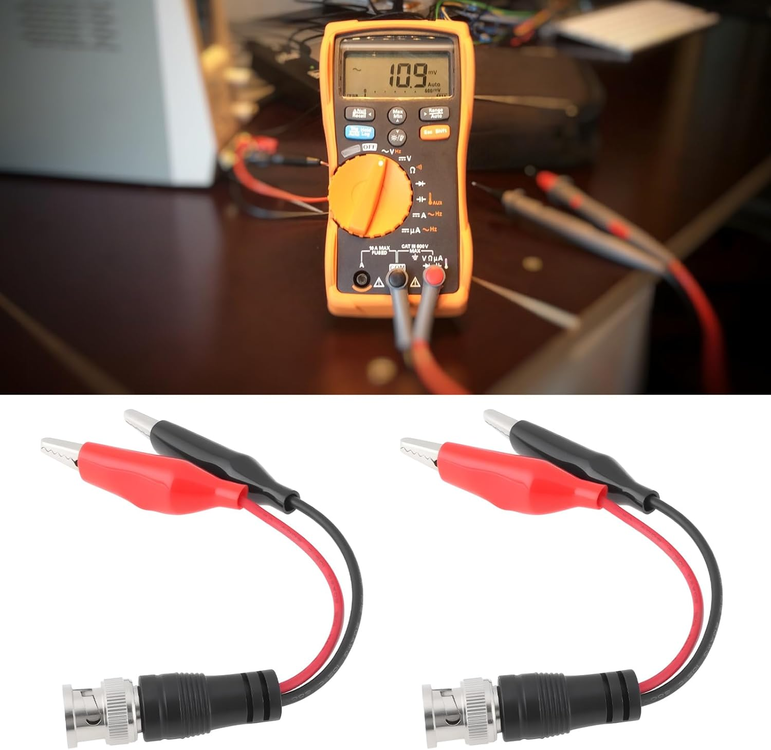 2Pcs BNC Male to Alligator Clip Test Leads 30VAC/60VDC 5A BNC Test Cable for Multimeter Video Surveillance, 170Mm image number 4