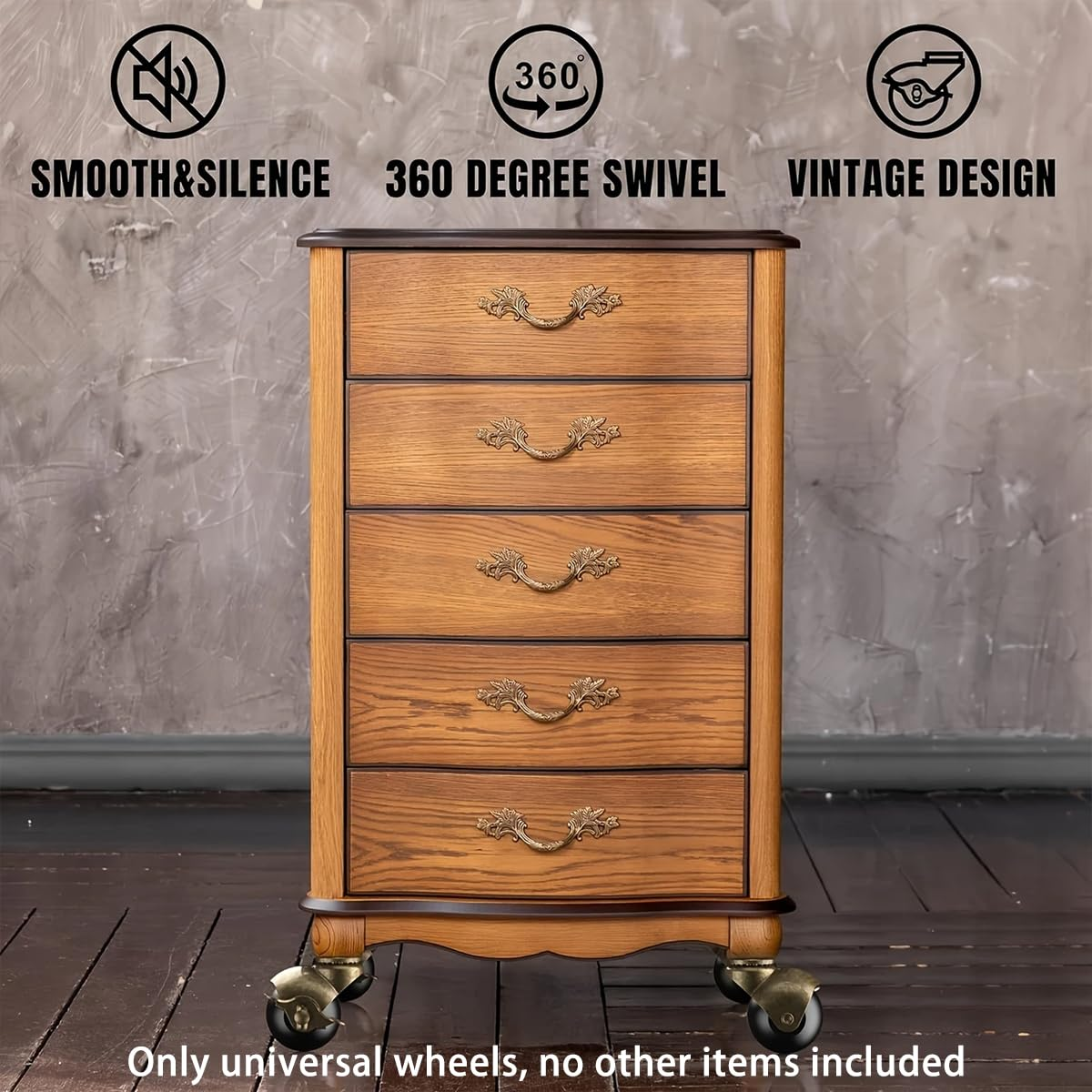 AIMALL (4 Pieces) 2 Inch Bronze PP Earth Wheel with Brake, Furniture Sofa Wheels, Spherical Universal Swivel Casters for Easy Movement and Control image number 2