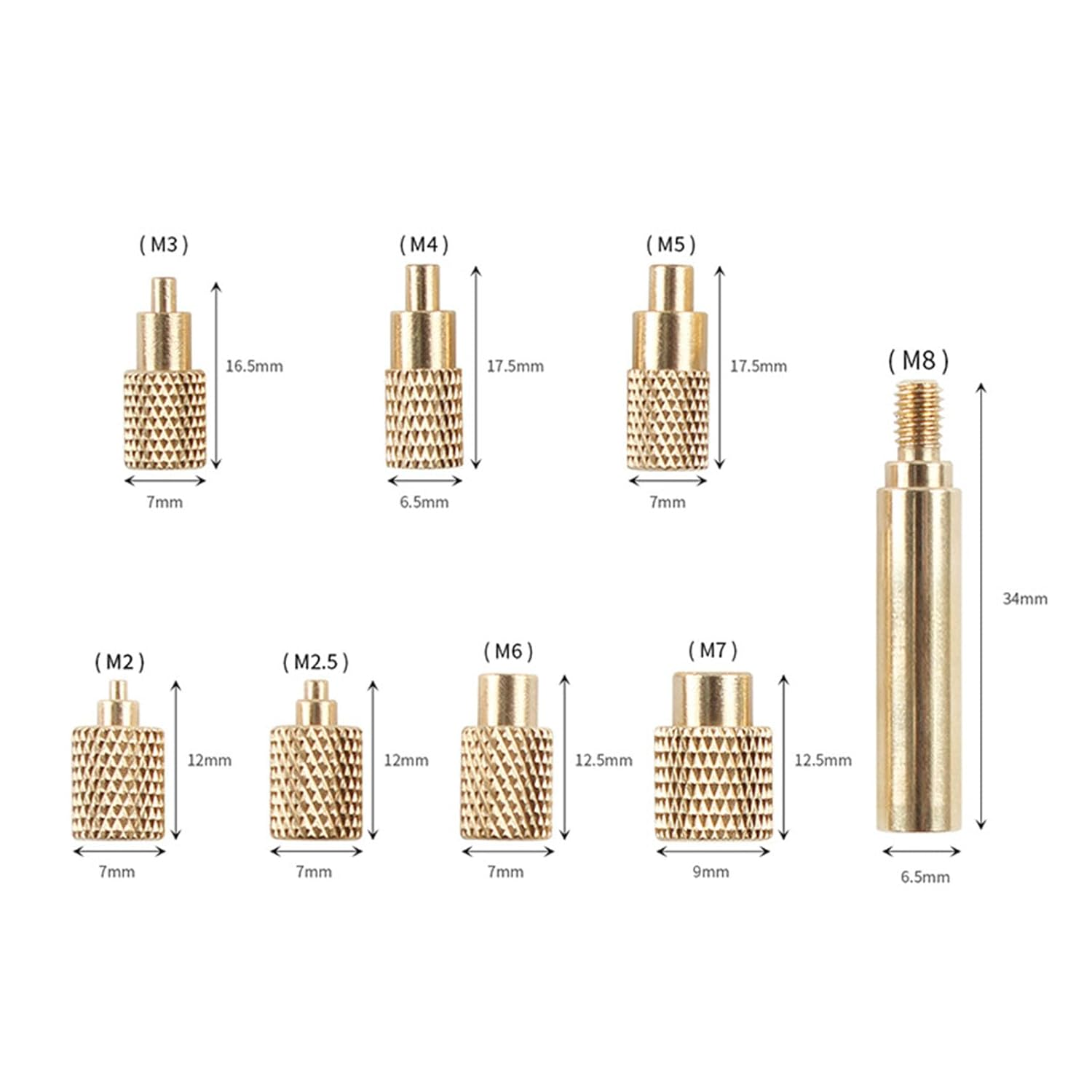 Dpofirs Heat Set Insert Tip, Brass Quick Insertion Rustproof Long Lasting M2 M2.5 M3 M4 M5 M6 M7 M8 Heat Insert Soldering Tip for 936 T18 ST 900M FX888D FX600 WLC100 image number 2