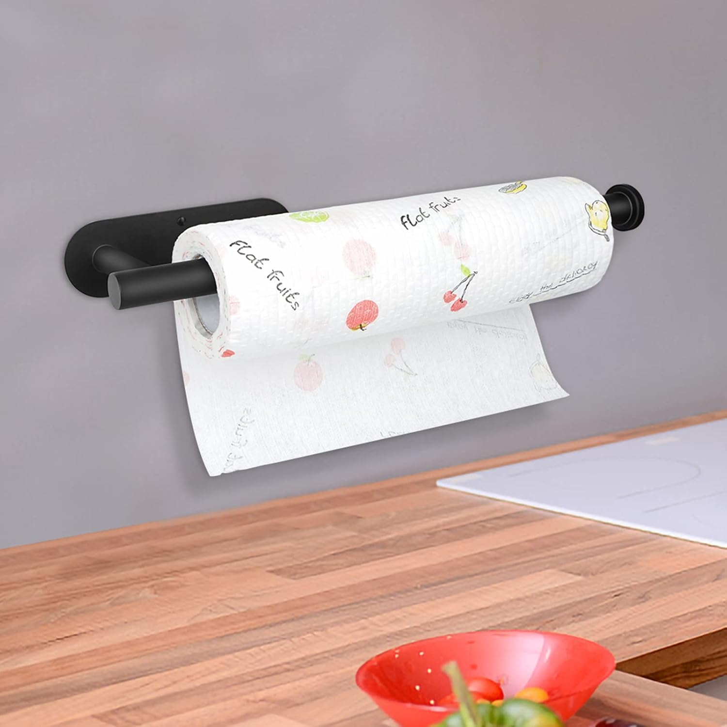 Paper Towel Holder, under Cabinet Paper Towel Holder Wall Mount for Kitchen, Premium Stainless Steel Holder, Aesthetic Design Black Paper Towel Rack image number 5