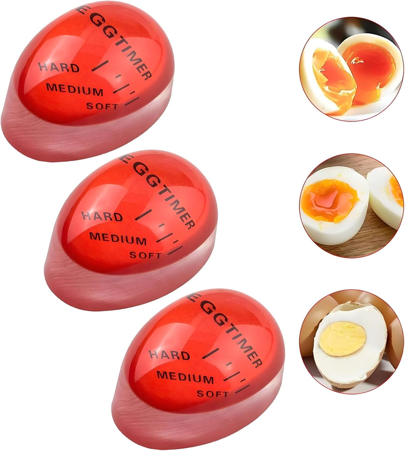 MYTOAU 3Pcs Egg Timer Resin Kitchen Timer,Egg Color Changing Timer,Visual Time Hard Boiled Egg Timers Change in Color Estimates Degree of Doneness inside the Egg image number 4