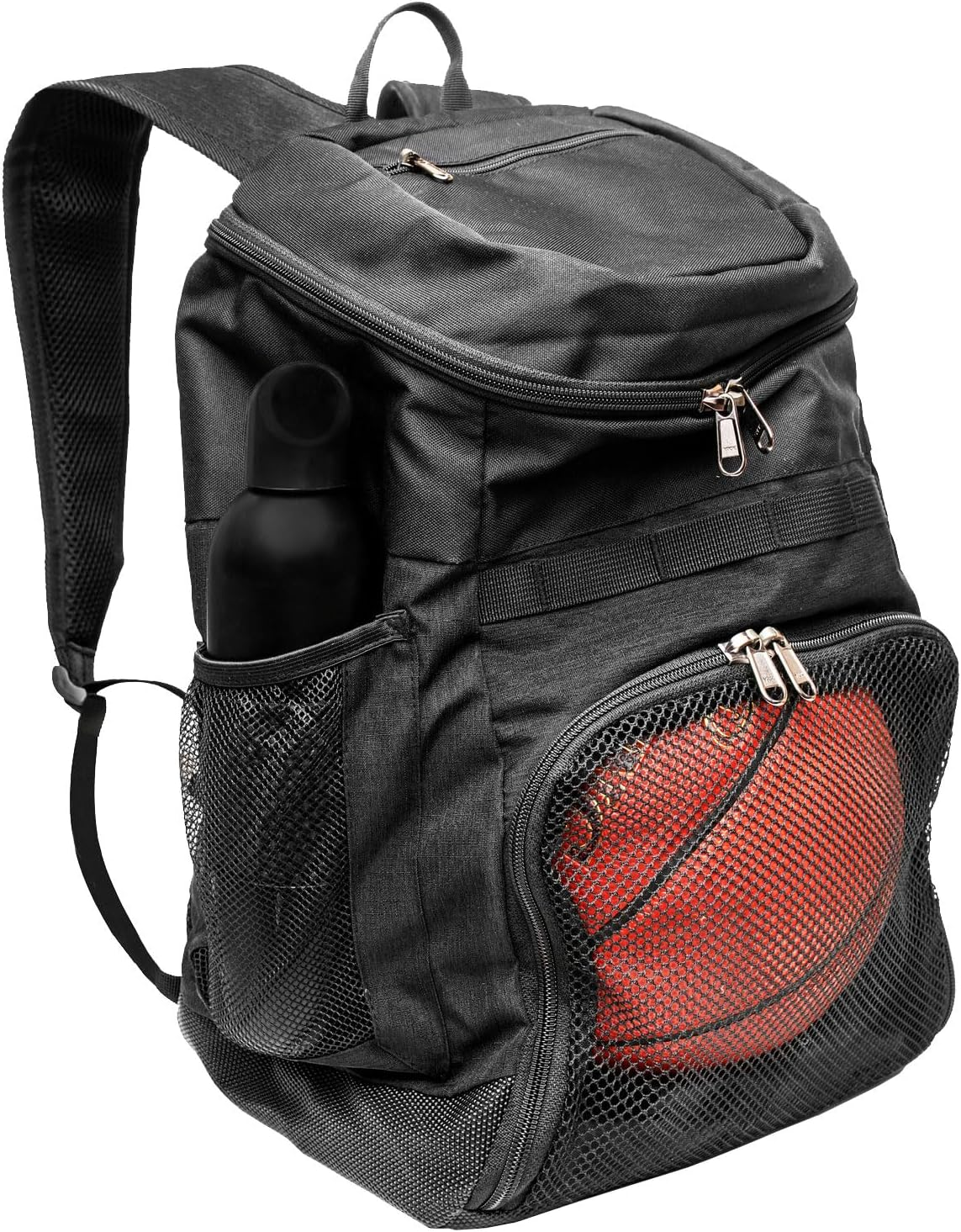 Basketball Backpack with Ball Compartment - Sports Equipment Bag for Soccer Ball, Volleyball, Gym, Outdoor, Travel, Team - 2 Bottle Pockets, Includes Laundry or Shoe Bag - 25L