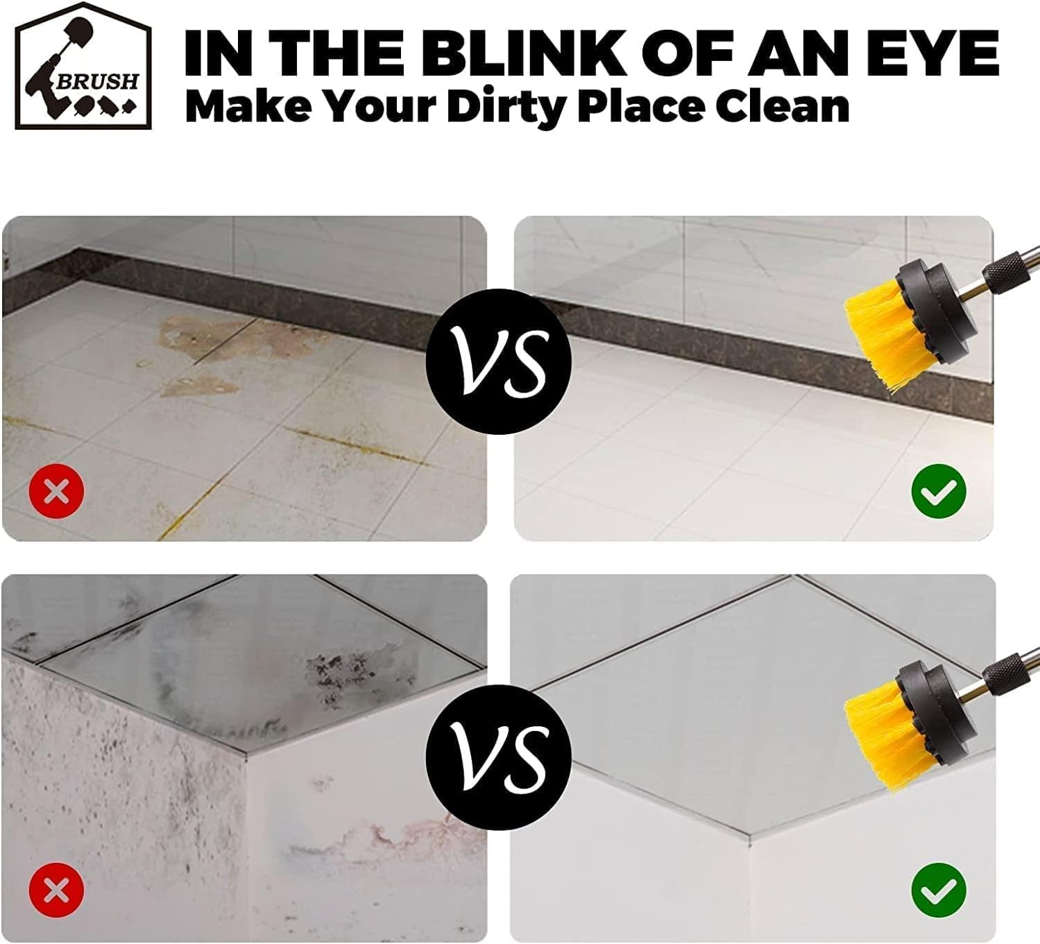 45 Piece Drill Brush Attachment Set Scrub Pads Scouring Pads Power Scrubber Brush with Extend Long Attachment All Purpose Clean for Grout, Tiles, Sinks, Bathtub, Bathroom, Kitchen image number 6