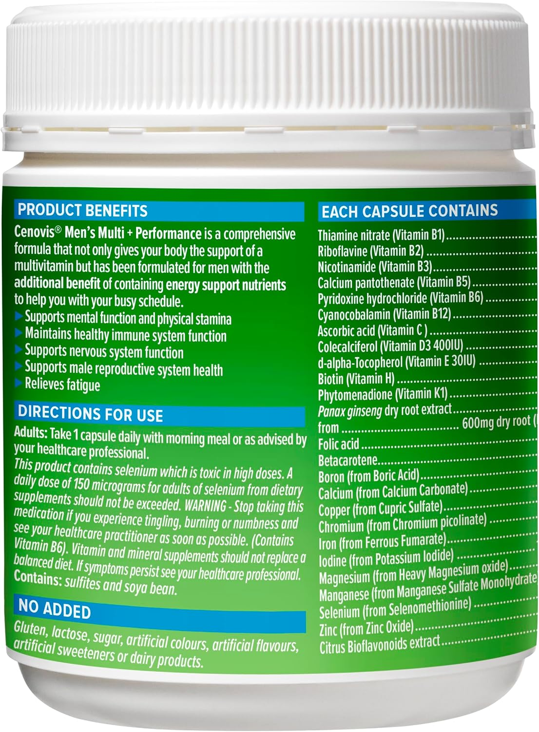 Cenovis Men&rsquo;S Multivitamin plus Performance Capsules 150 - Supports Energy Production, Healthy Immune System Function and Male Reproductive System Health image number 2
