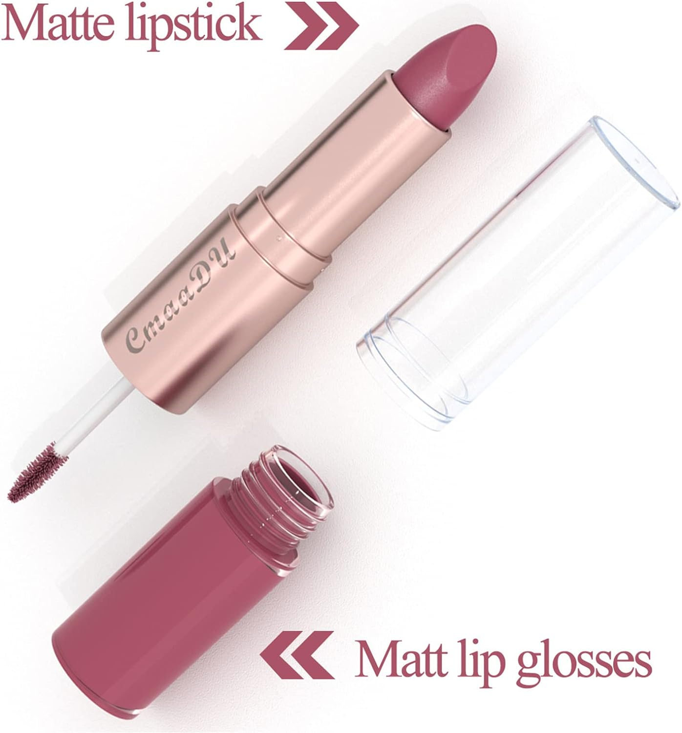 Enmart 3 Pcs 2-In-1 Lipstick Lip Gloss Set, Lipstick Female Durable Moisturizing Lip Gloss, Waterproof Long Lasting Non-Stick Velvet Lips Tint Nude Lip Sticks Woman Makeup Cosmetics for Women image number 4