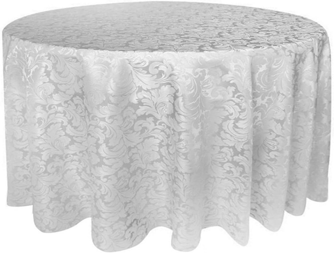 Tektrum 90 Inch round Damask Jacquard Tablecloth Table Cover - Waterproof/Spill Proof/Stain Resistant/Wrinkle Free/Heavy Duty - Great for Banquet Parties Dinner Kitchen Restaurant Wedding (Beige)