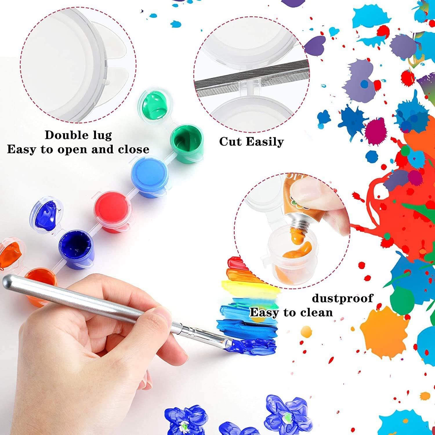 Spacesea 100 Strips 600 Pots Empty Paint Strips Paint Cup Clear Plastic Storage Containers Painting Craft Supplies(3 Ml/ 0.1 Oz) image number 5