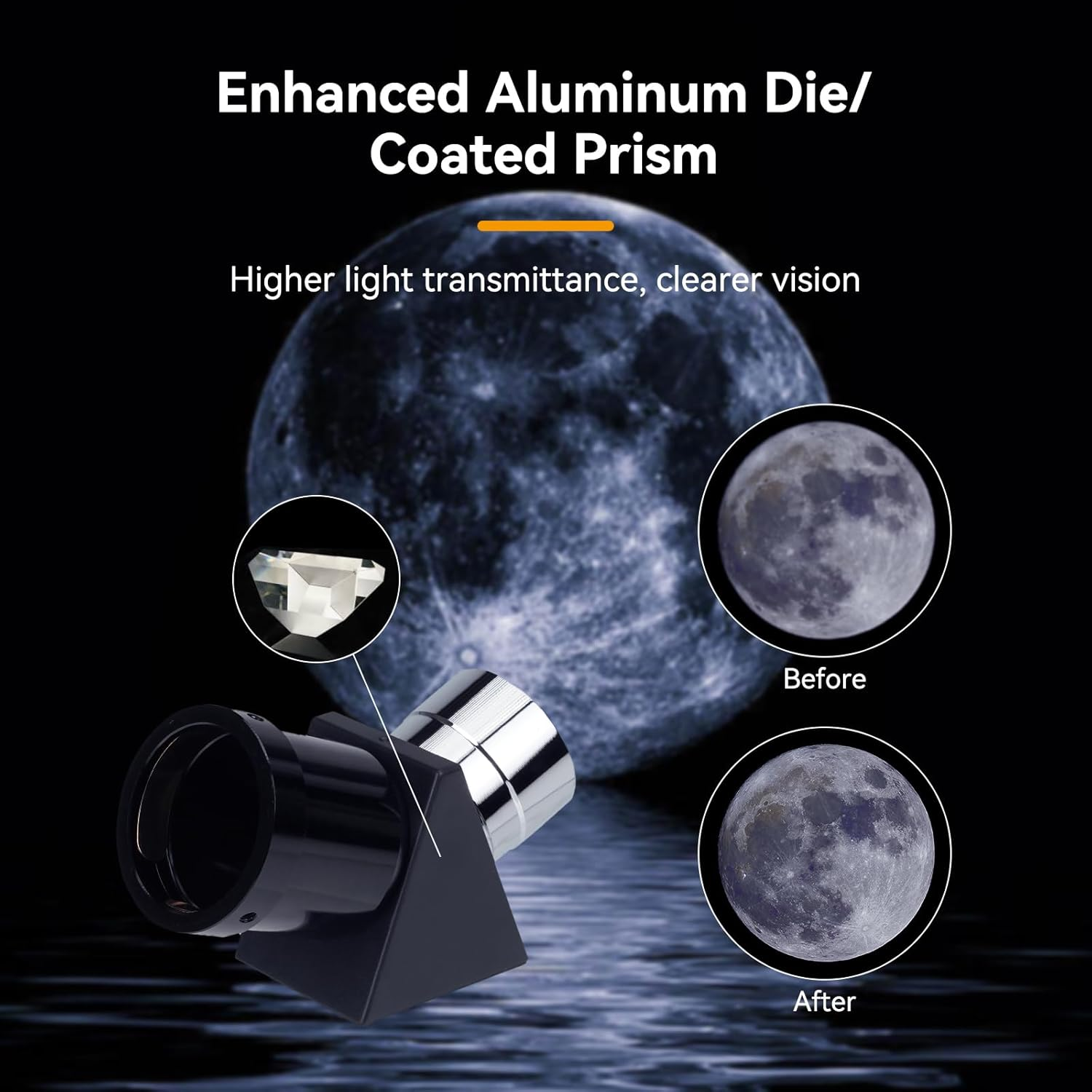 SVBONY SV221 Diagonal Mirror 1.25 Inches, 45-Degree Correct-Image Prism Diagonal Provides Sharp Views That Are Right-Side-Up and Correct Left-To-Right for Refractor Telescope image number 3