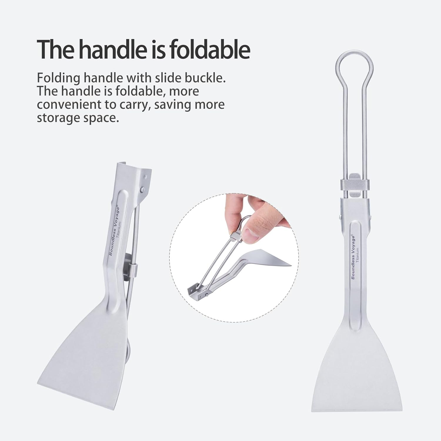 Boundless Voyage Titanium Folding Spatula Frying Shovel with Folding Handle Food Turner for Camp Kitchen Outdoor Cooking Ti1076T image number 5