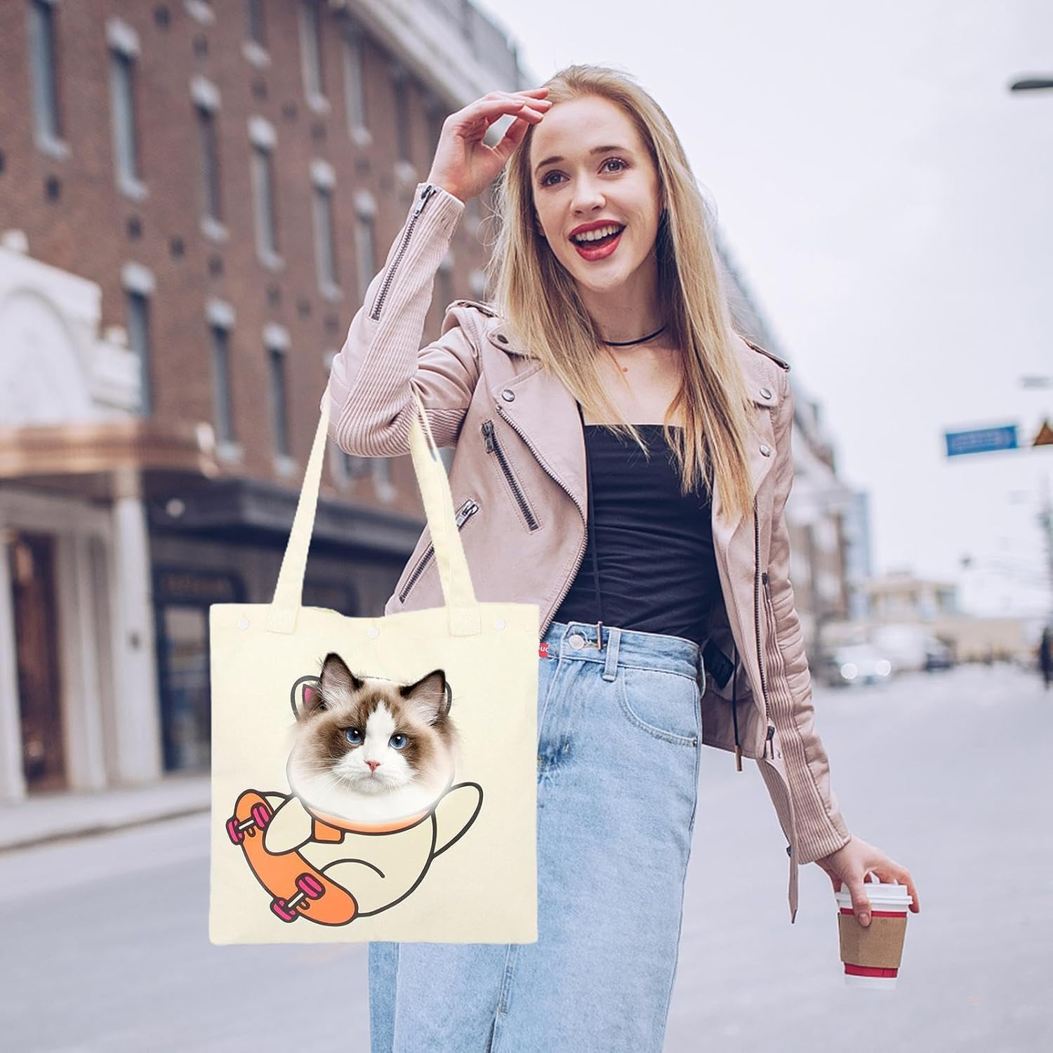 Pet Canvas Shoulder Carry Bag,Small Dog Carrier Sling - Pet Carrier for Small Dogs and Cats, Outdoor Dog Tote Bag for Shopping Camping - Yellow image number 2