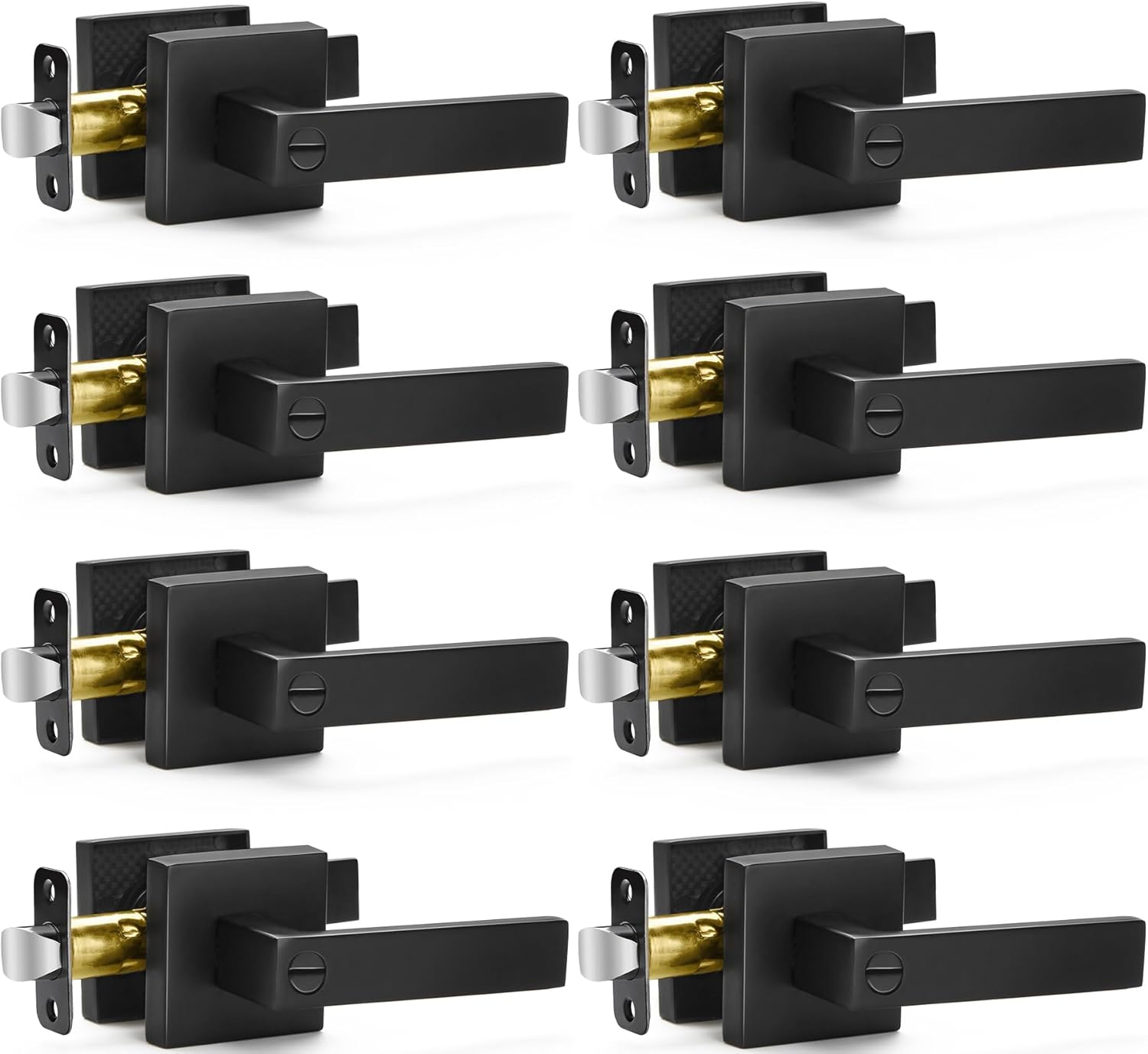 8 Pack Matte Black Door Handles Privacy Door Levers, Keyless Interior Door Knobs Square Door Levers Heavy Duty Door Locks for Bedroom Bathroom, Reversible Flat Levers image number 6