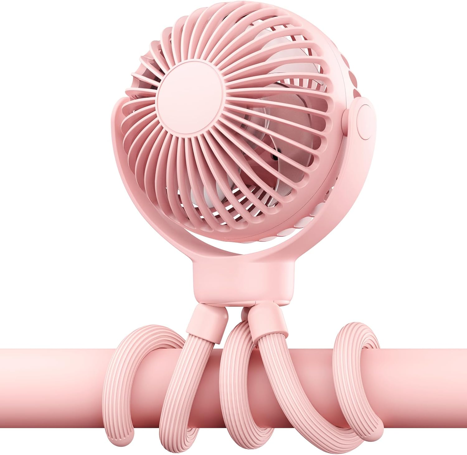 VETIFINAL Portable Baby Stroller Fan - 3-Speed Flexible Tripod Personal Fan Clip on for Bed, Rechargeable Battery Powered, Newborn Summer Cooling Essentials for Car Seat, Bike, Sleep, Travel (Pink)