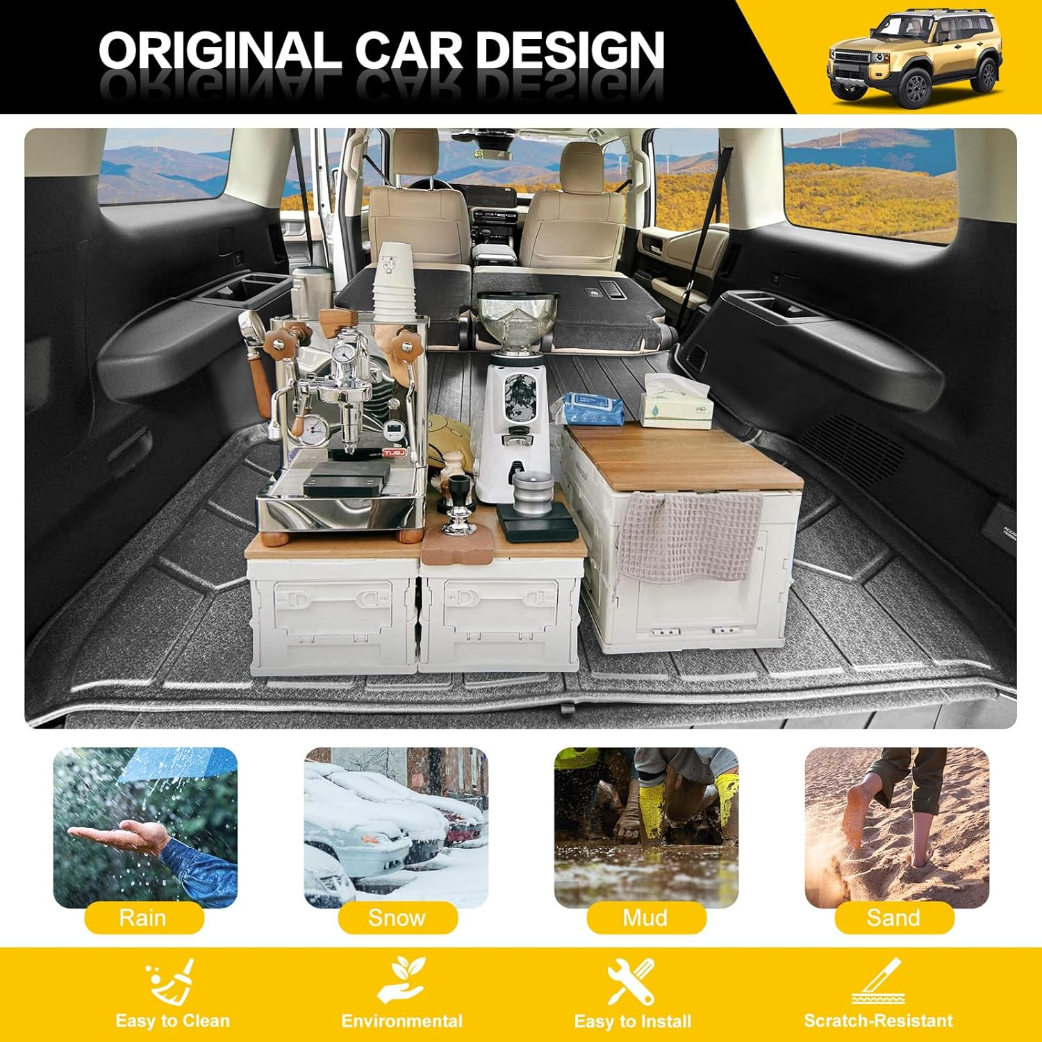 JTYZSM Trunk Mat for 2024 2025 Toyota Land Cruiser Prado 250 LC250 5 Seat Rear Cargo Mat All Weather Protector Cargo Liner for 24-25 Toyota Land Cruiser 250 Accessories image number 5