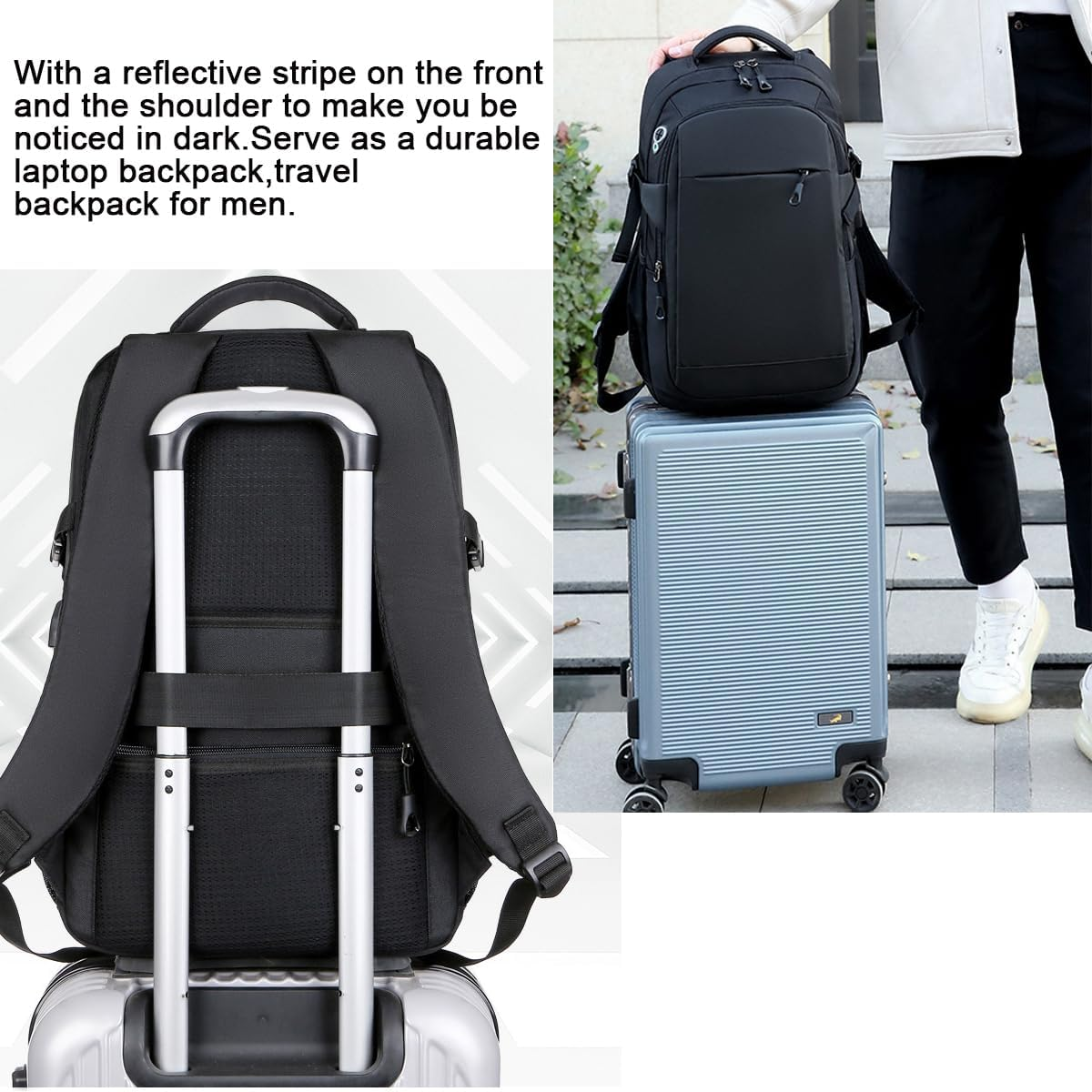 Reppkyh 50L Travel Laptop Backpack,17 Inch Travel Laptop Backpack Flight Approved Computer Bag with USB Charging Port Water Resistant image number 5